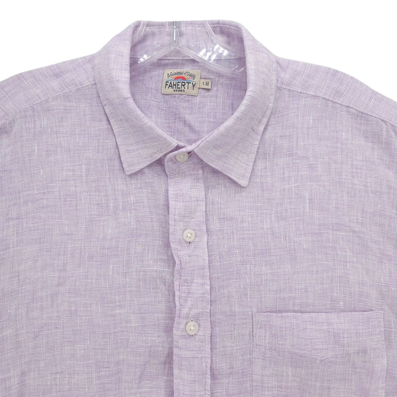 FAHERTY Laguna Shirt 100% Linen Lavender Melange Purple Woven LARGE