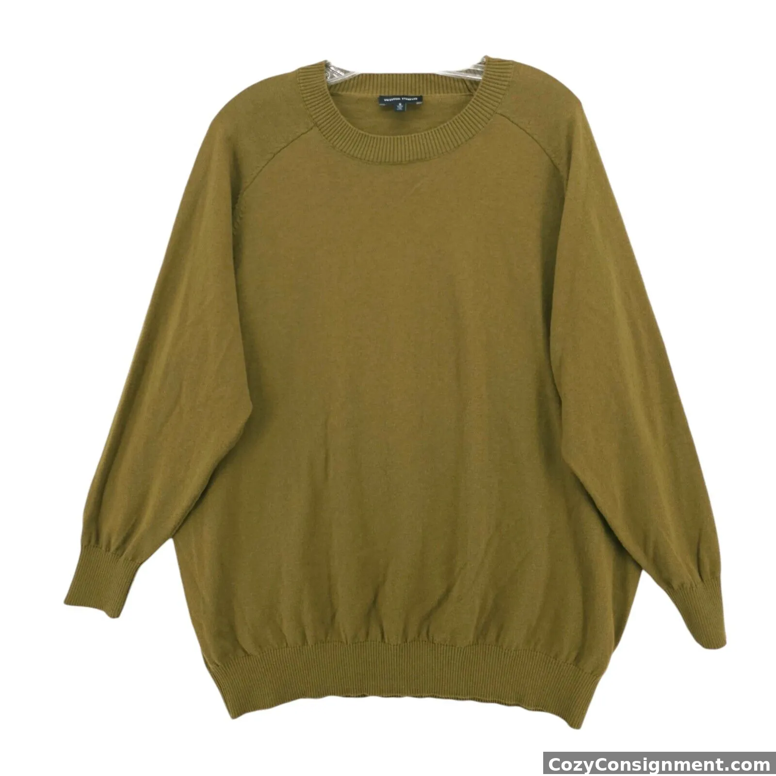 UNIVERSAL STANDARD Eco Relaxed Core Sweater Olive Green SMALL - Size 14-16