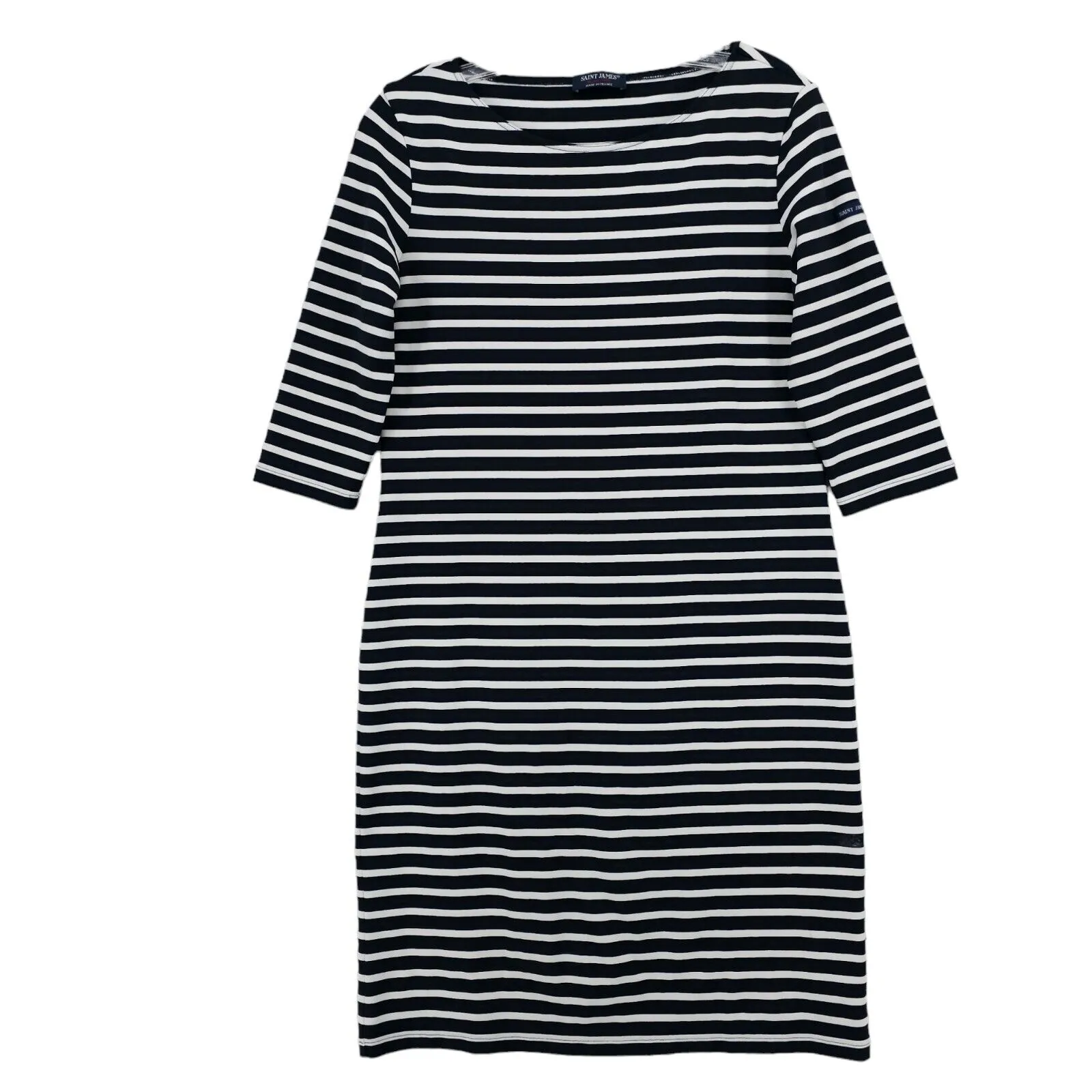 SAINT JAMES Propriano Navy White Striped Dress Made in France EUC Est. Size 12