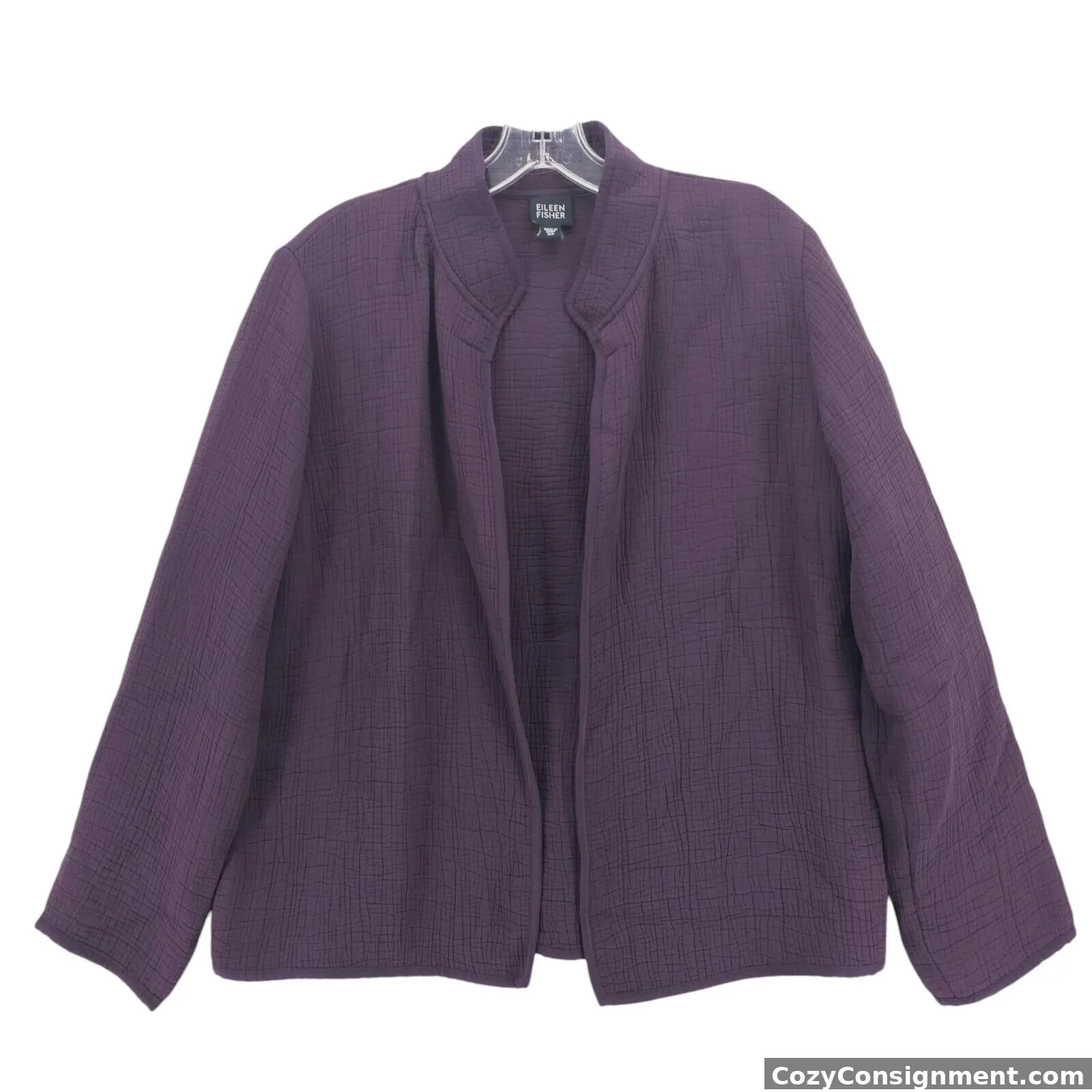 EILEEN FISHER Purple Textured Open Front Jacket Rayon Silk Blend Size XS