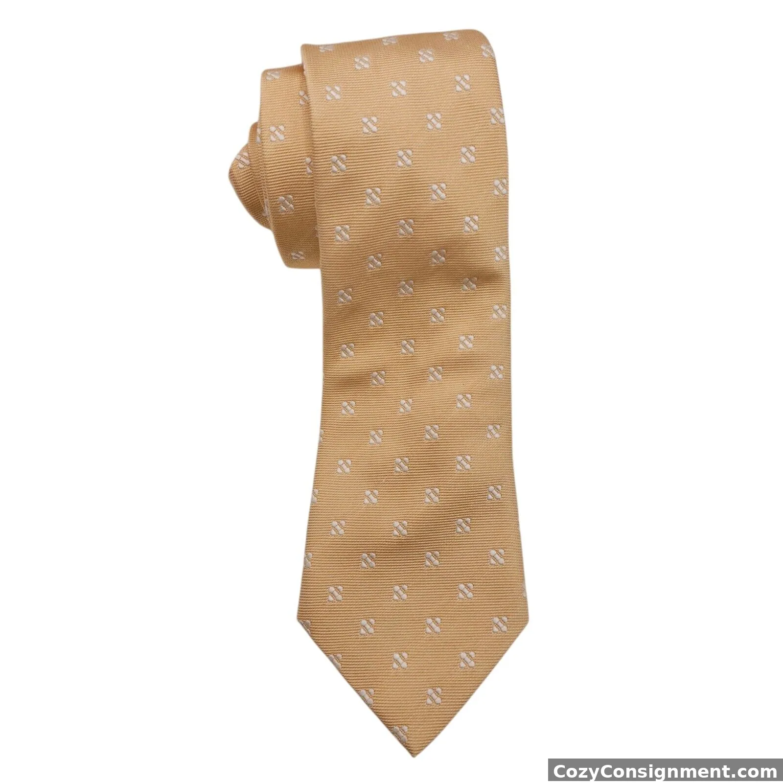 NWT BERGDORF GOODMAN Vintage Tie Peach Yellow Cotton Silk Made in ITALY