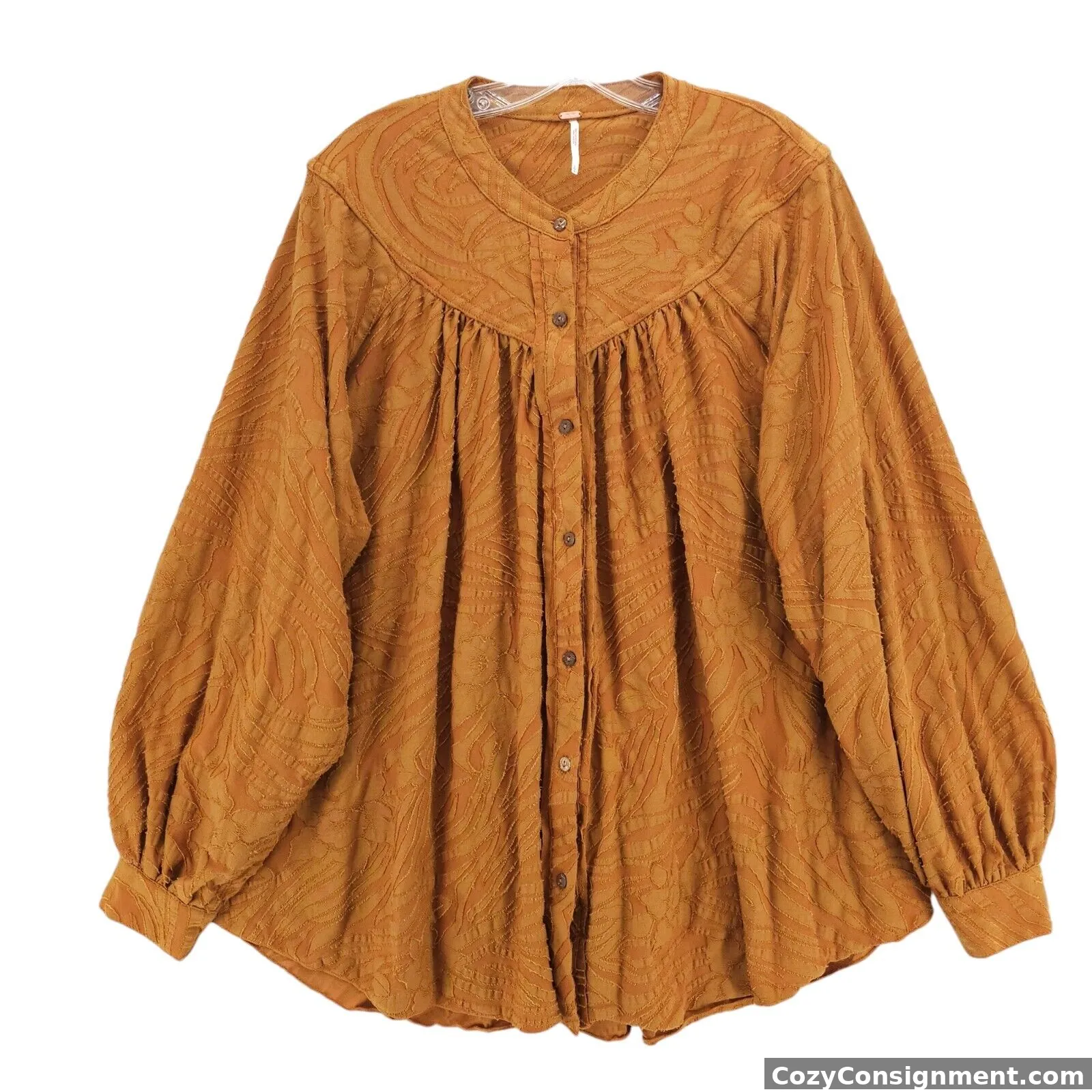 FREE PEOPLE Can't Stop Dreaming Tunic Gold Yellow Jacquard Oversized LARGE