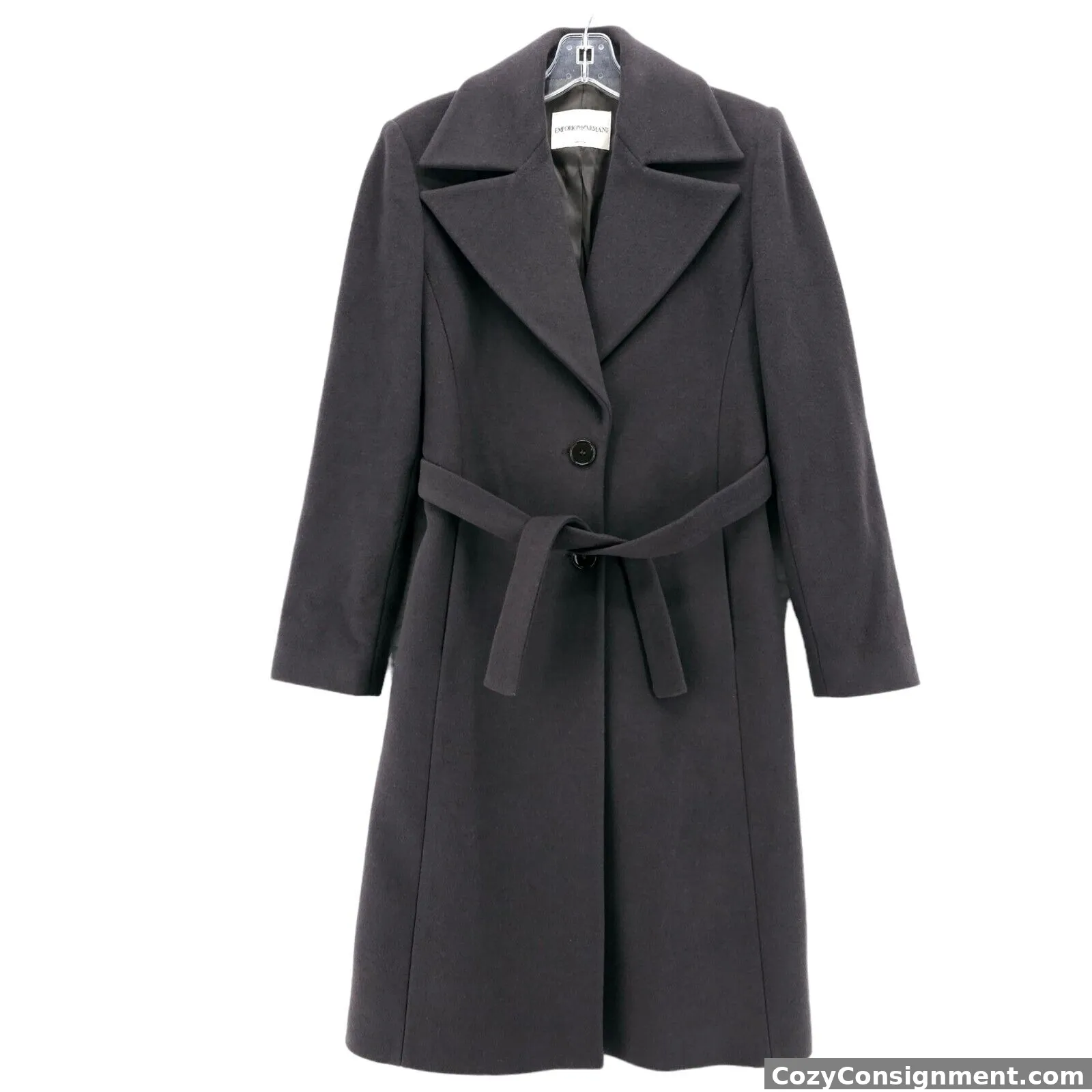 EMPORIO ARMANI Wool Blend Belted Coat Gray/Brown Size 36