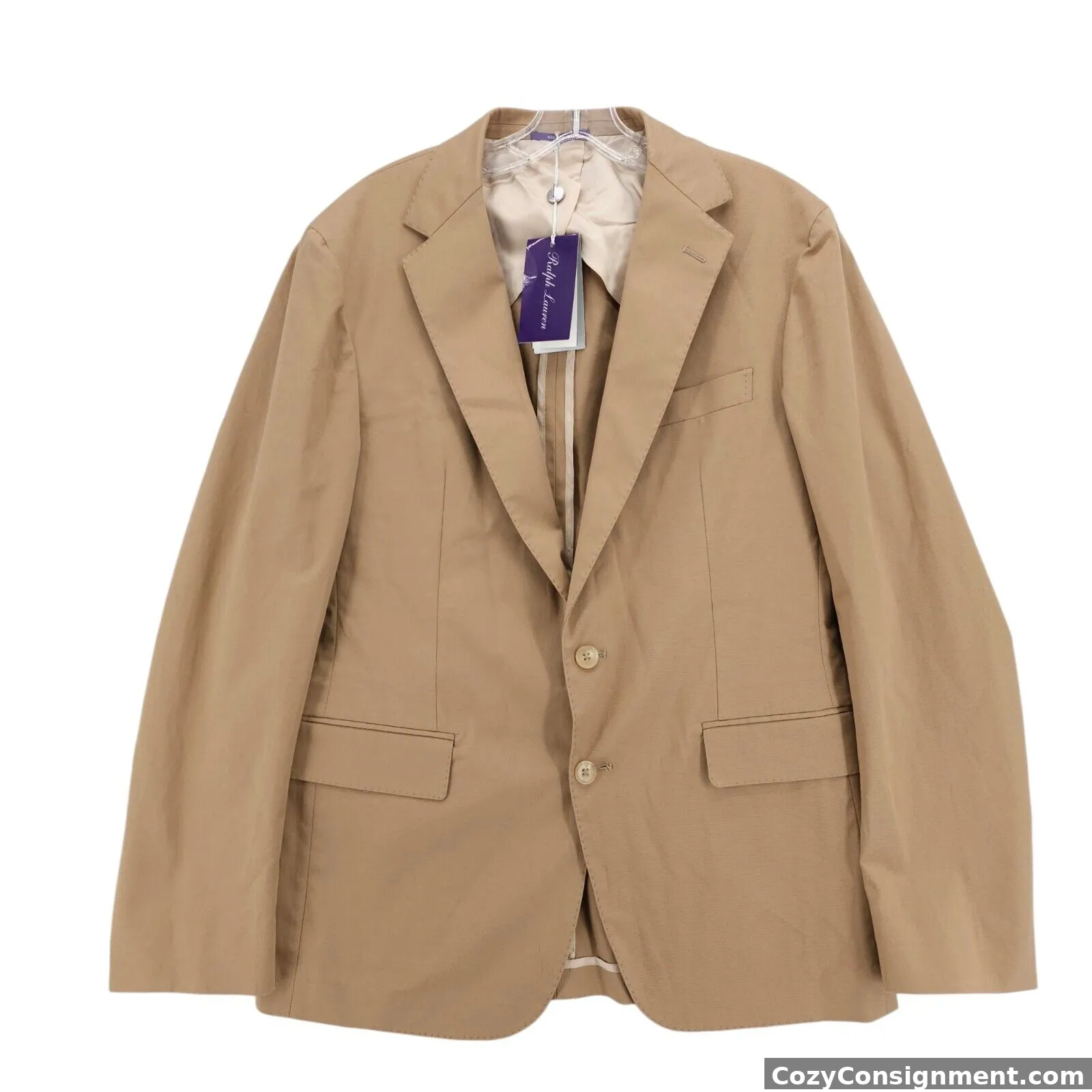 Ralph Lauren Purple Label Khaki Hadley Cotton Stretch Twill Blazer Jacket 40R