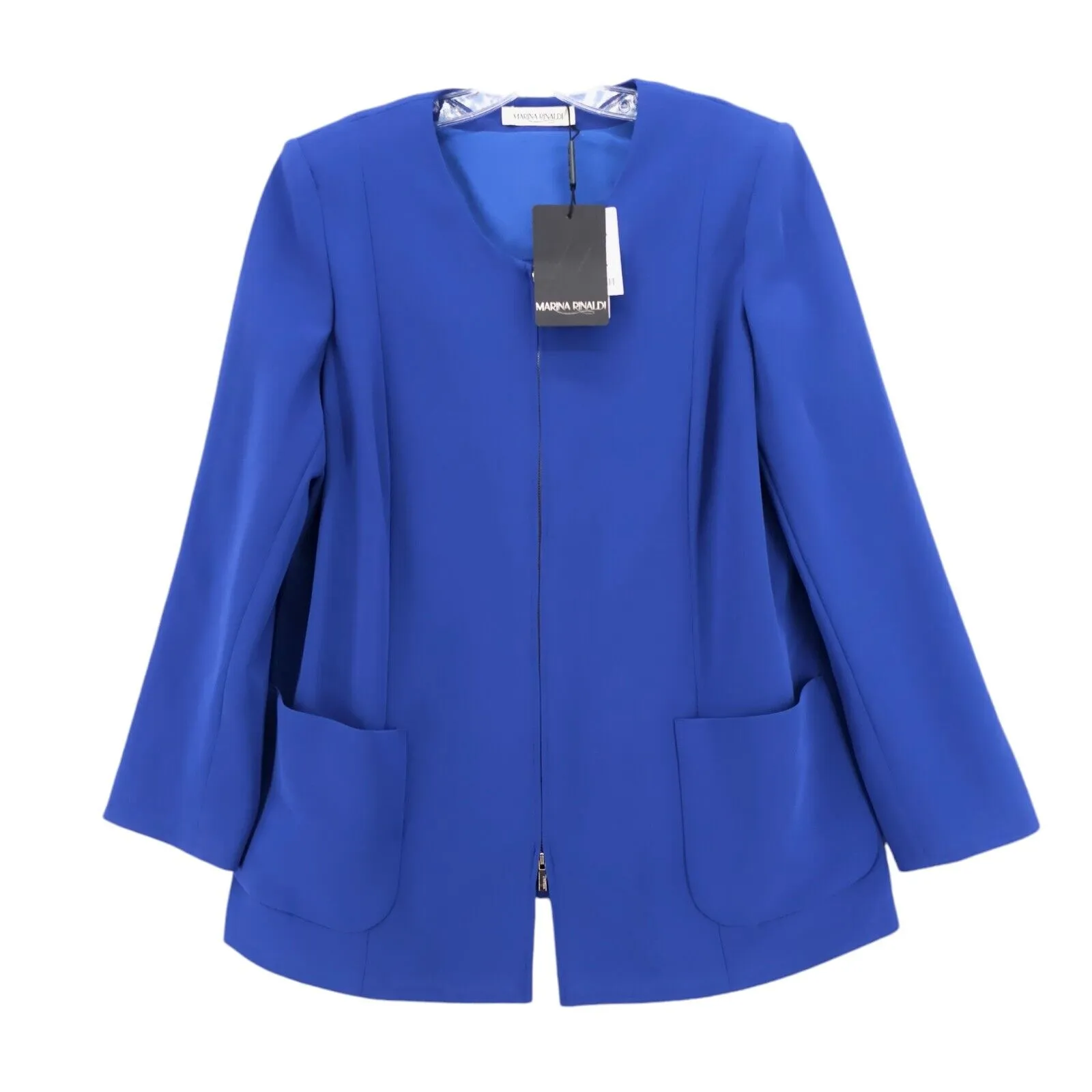 NWT MARINA RINALDI Blue Jacket Blazer Full Zip Size US 12