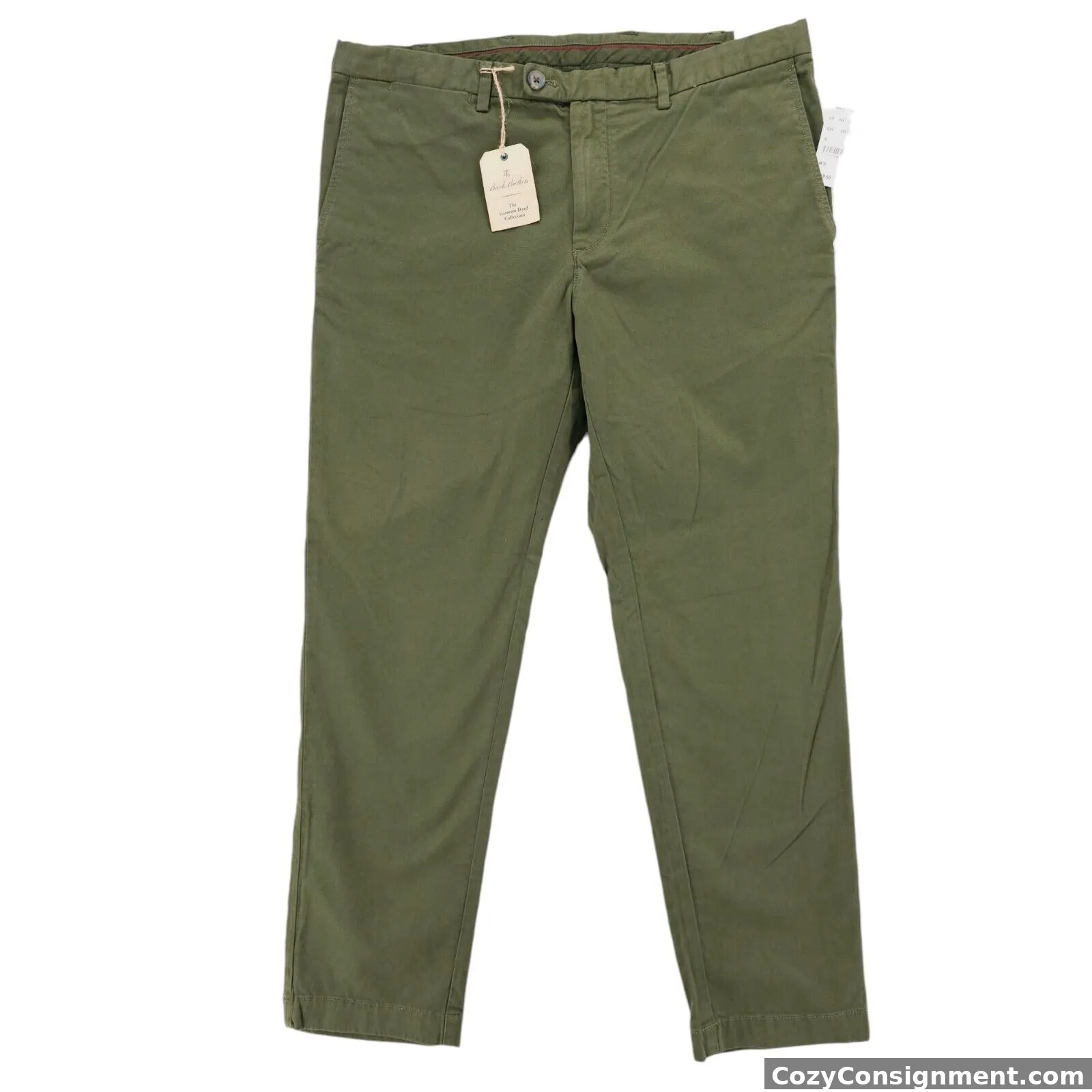 NWT BROOKS BROTHERS Green Garment Dyed Chino Pants Slim Fit Stretch 36x30