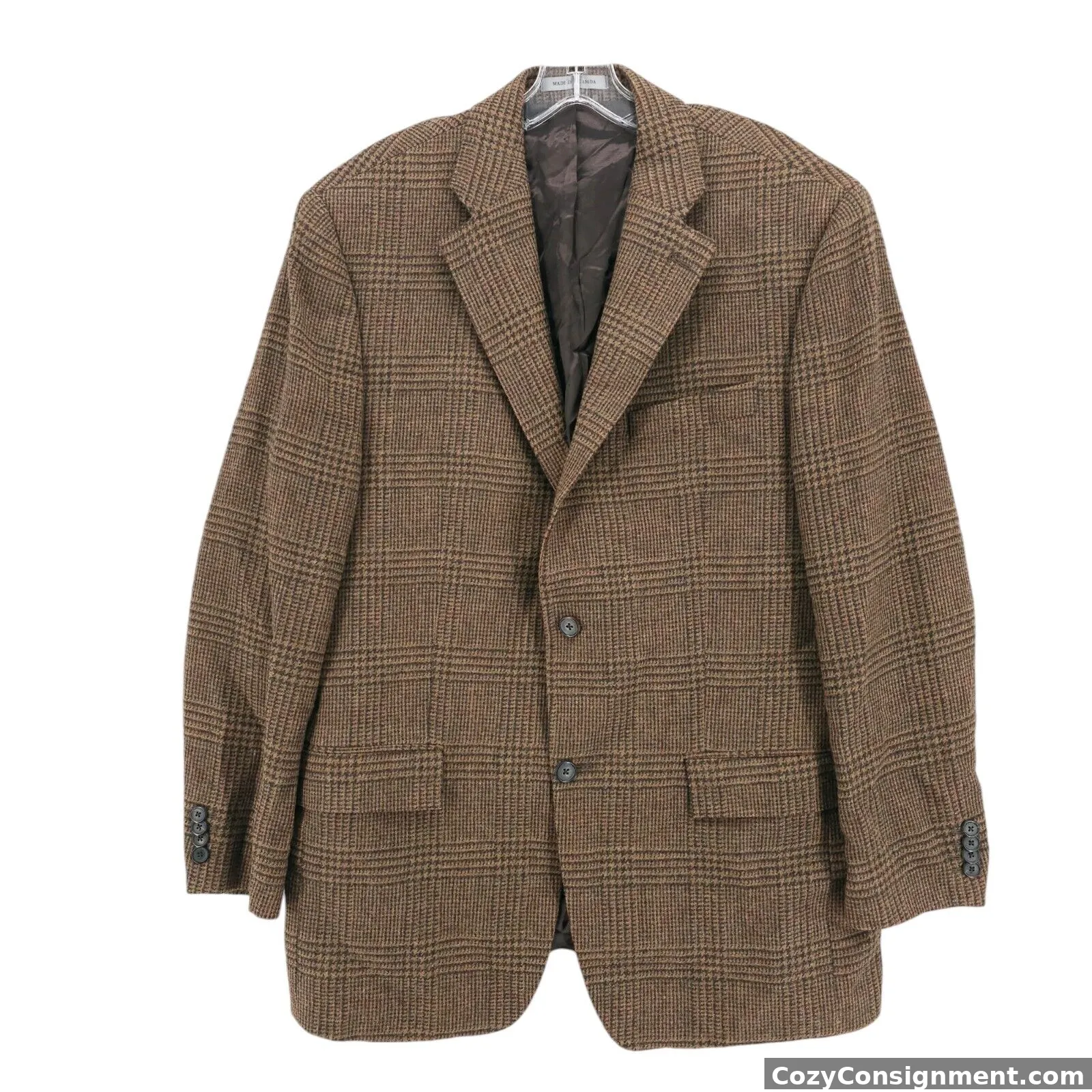 Lauren Ralph Lauren Wool Alpaca Blazer Sport Coat Brown Houndstooth Plaid 40R