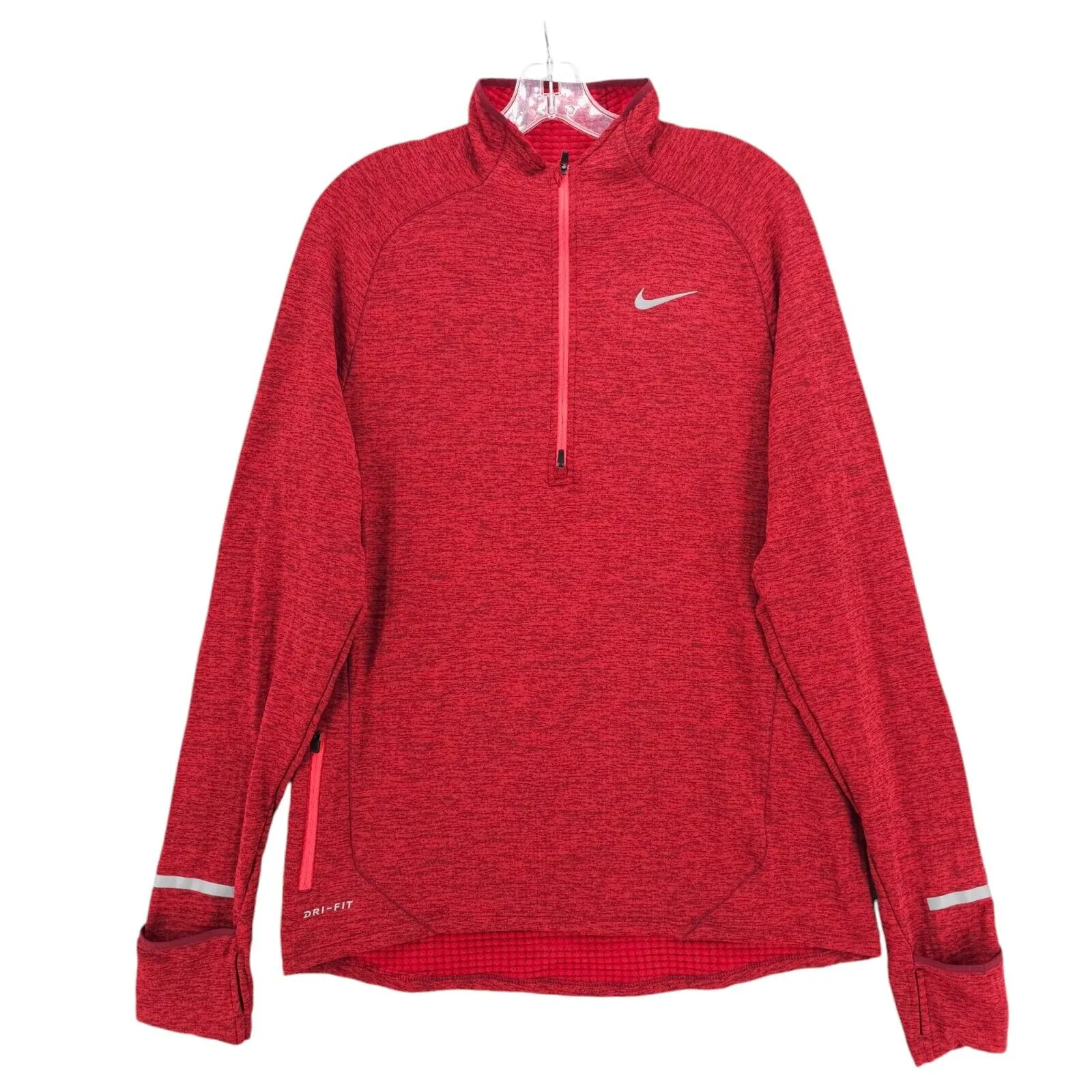 NIKE Dri-Fit Sphere Therma Half Zip Pullover Men's Red Heather MEDIUM