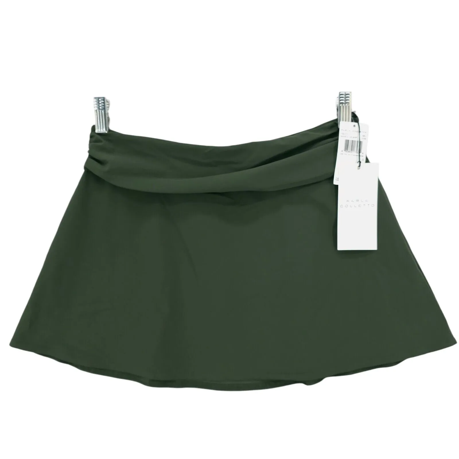 NWT KARLA COLLETTO Cover Up Skirt MILITARY GREEN A-Line Stretch Size SMALL