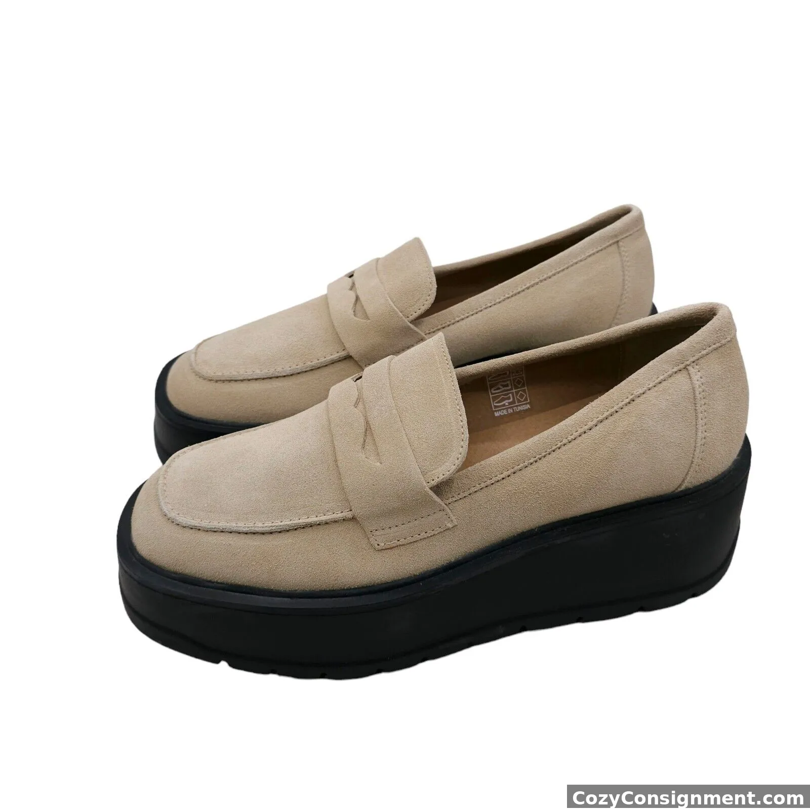 FREE POEPLE Nico Platform Loafer Cappuccino Beige Suede Chunky Size 40 - US 10