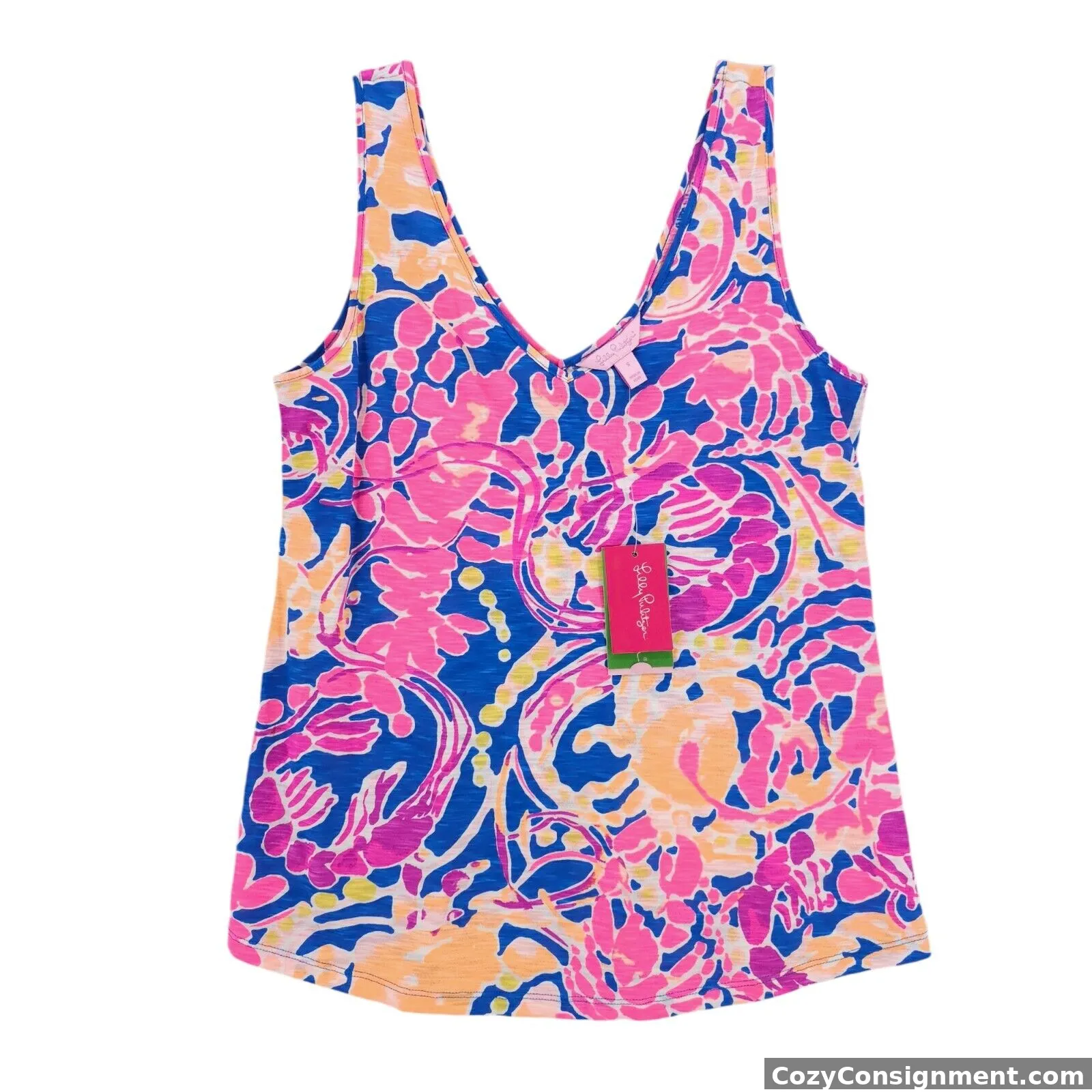 NWT LILLY PULITZER Gigi Tank Top Catch and Release Print 100% Cotton SMALL