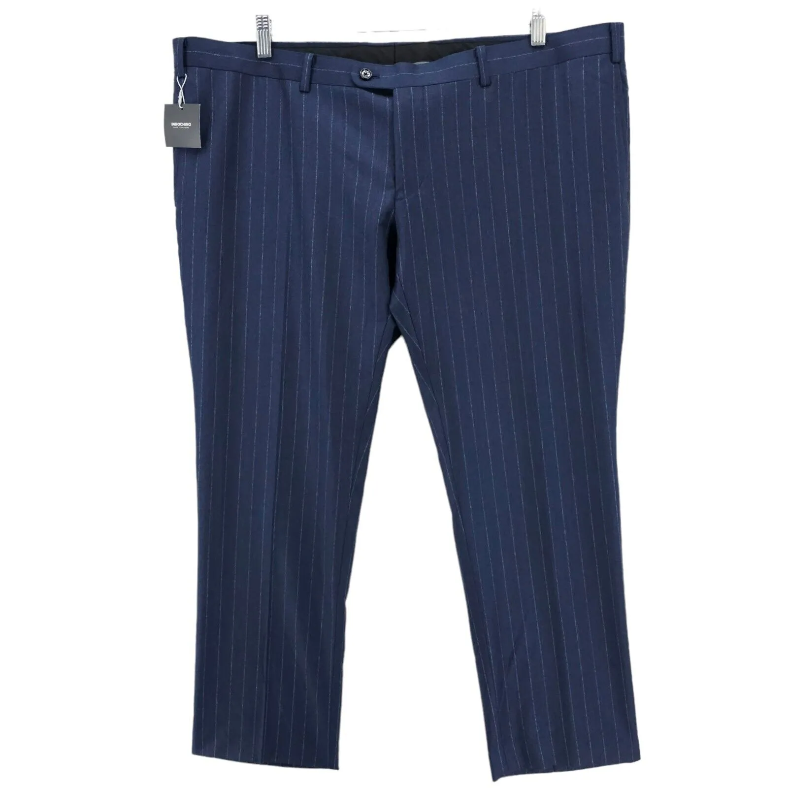 NWT INDOCHINO Blue Pinstripe Dress Pants Flat Front Size 44x29