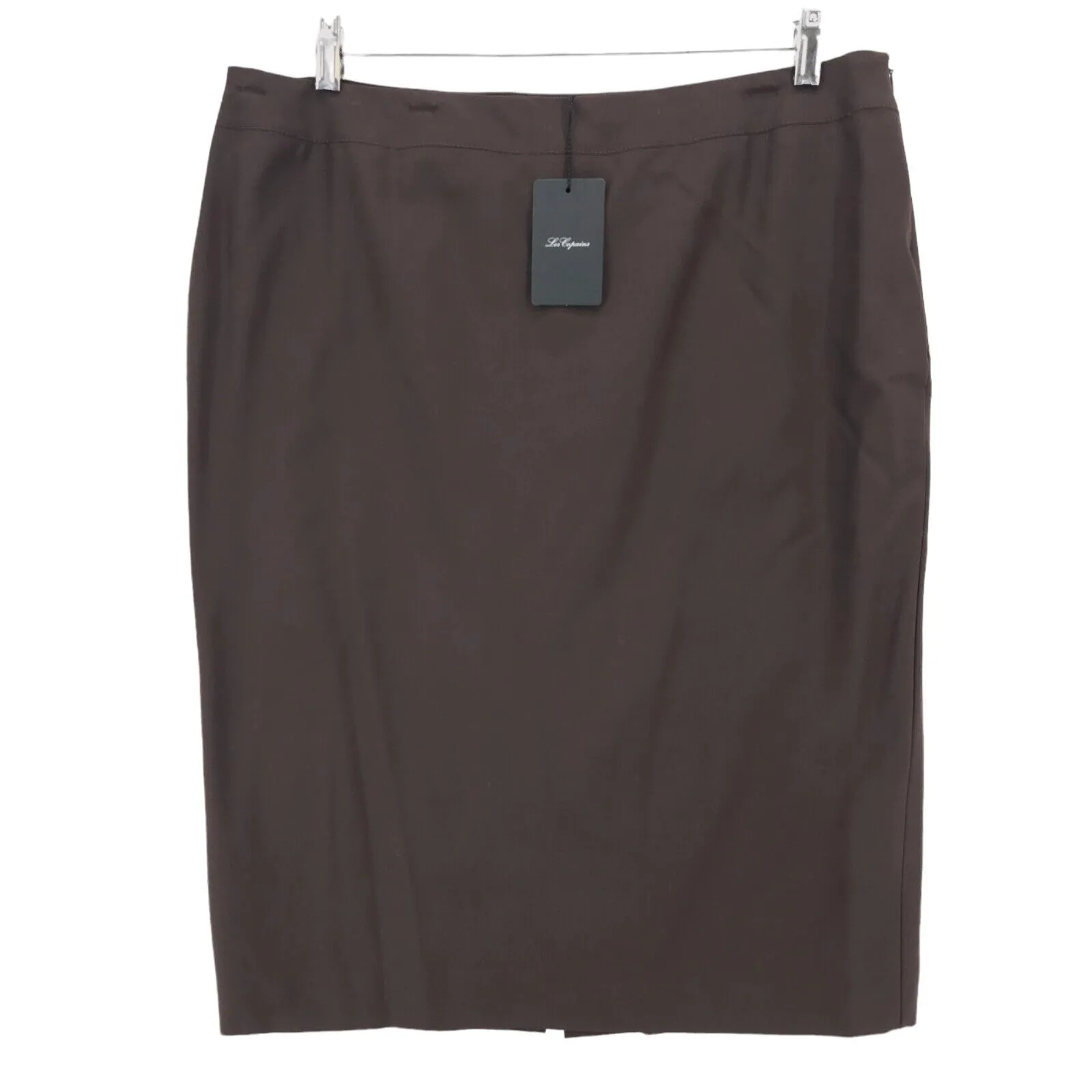 NWT LES COPAINS Viscose Wool Blend Skirt Chocolate Brown Size IT 50 - US 16