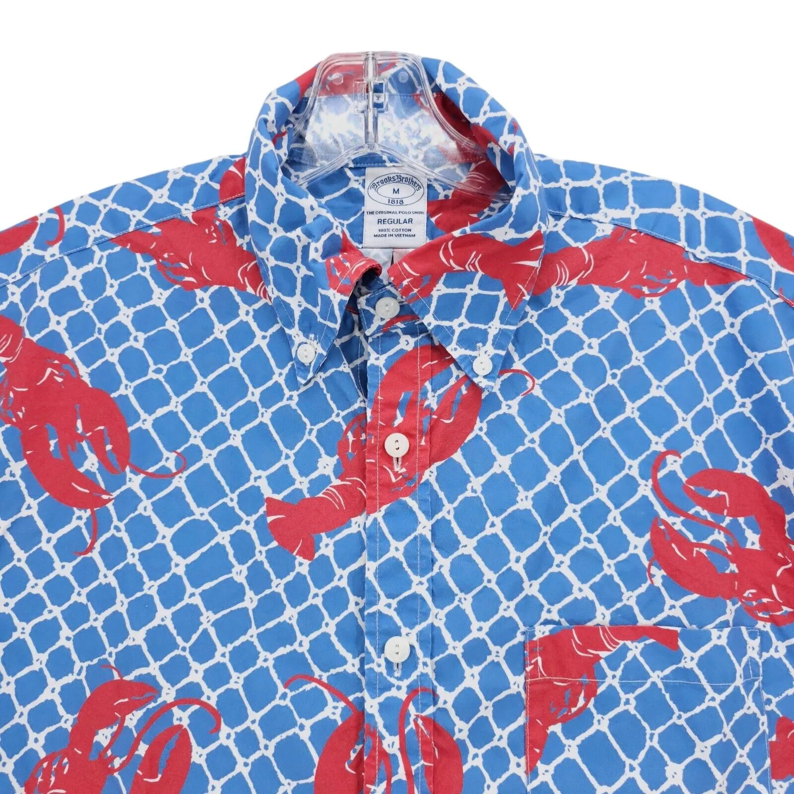 BROOKS BROTHERS Lobster All Over Print Shirt Original Polo 100% Cotton MEDIUM