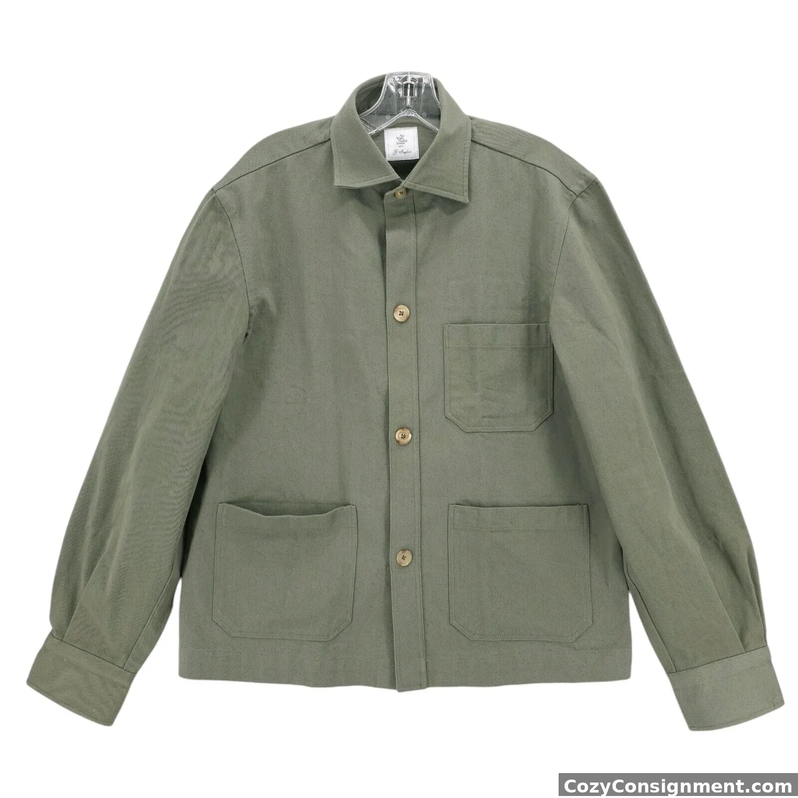 No Man Walks Alone G Inglese Olive Green Shirt Jacket Shacket 100% Cotton MEDIUM