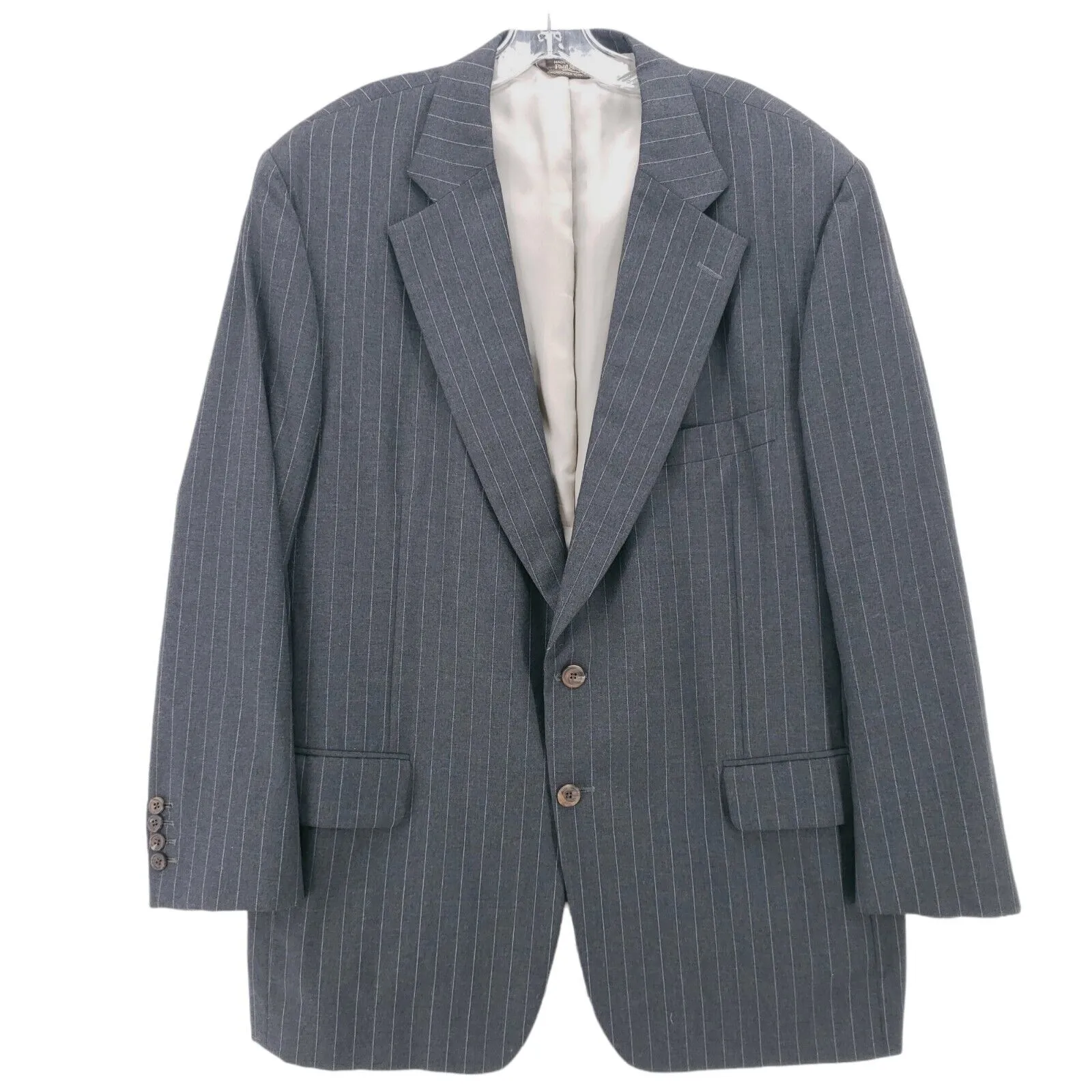 Paul Stuart Stuart 100% Super 120s Wool Gray Pinstripe Sport Coat Blazer 46-40