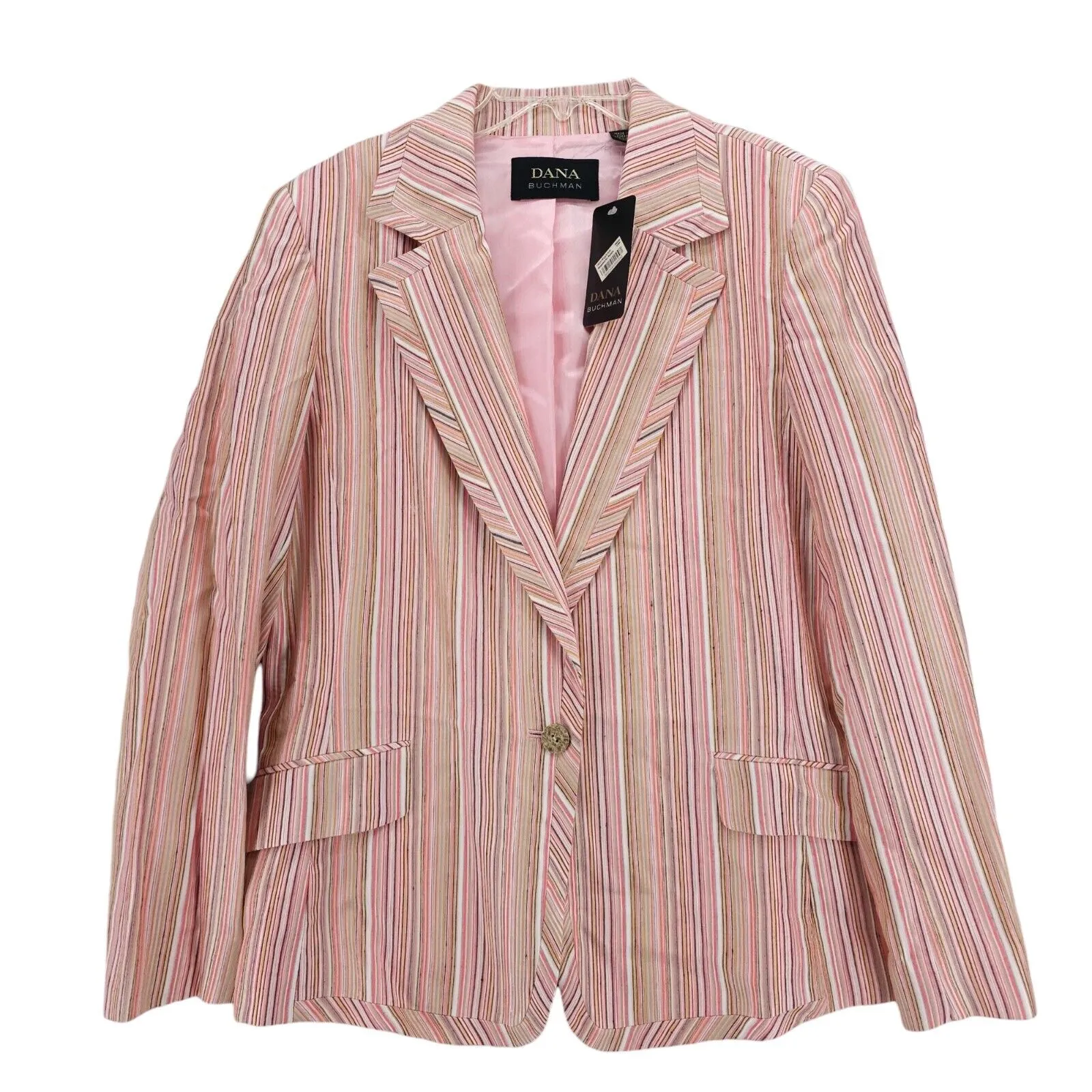 NWT DANA BUCHMAN Blazer Jacket Striped Multi Colorful Size 14