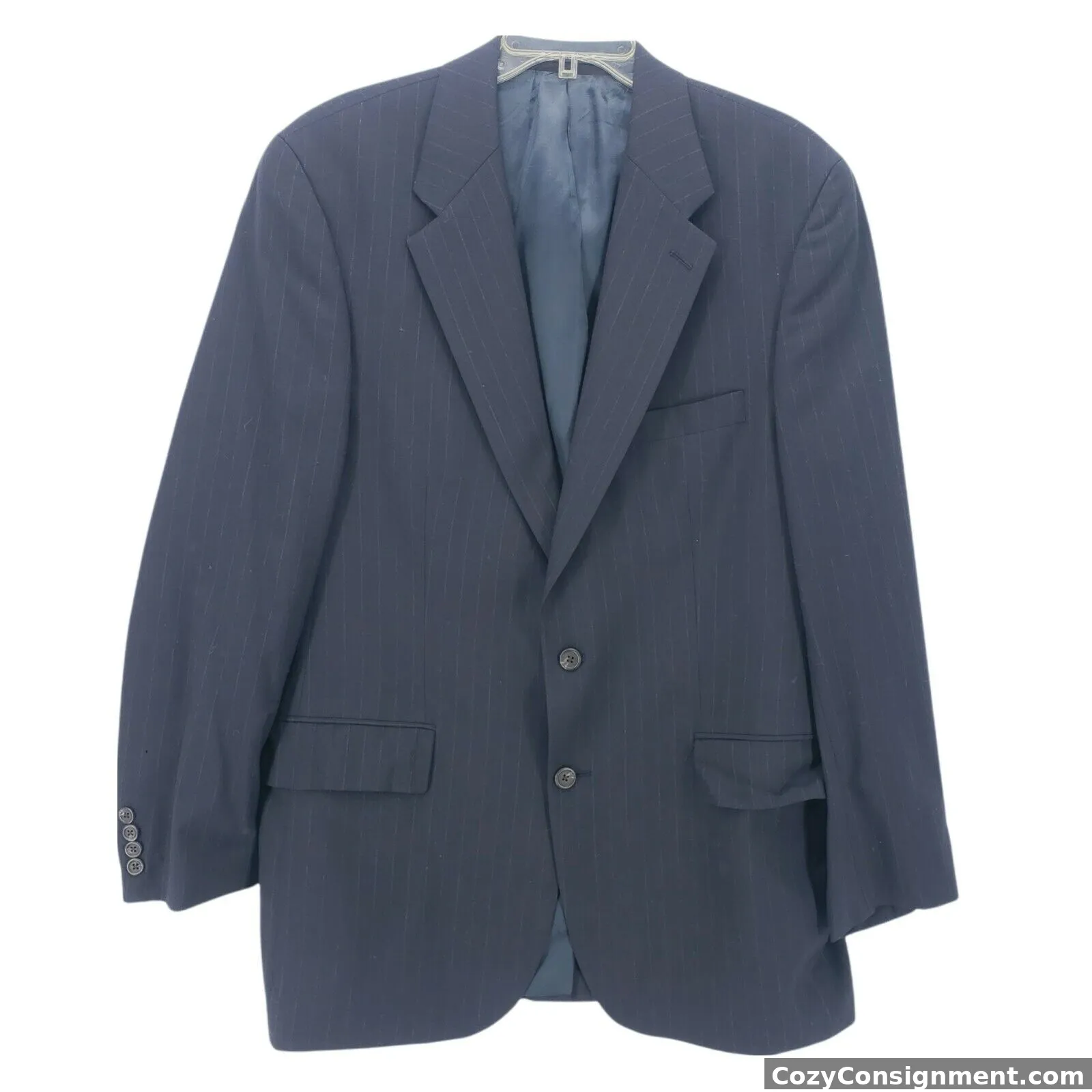 Polo University Club Ralph Lauren Blue Pinstripe Wool Blazer Jacket 43 T