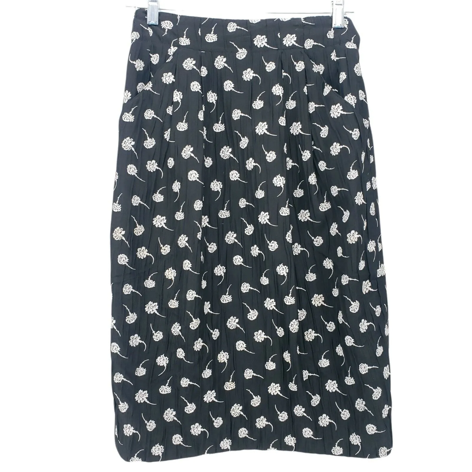 JLS Boutique Jean Louis Scherrer Paris Skirt France Black White Floral Size 40