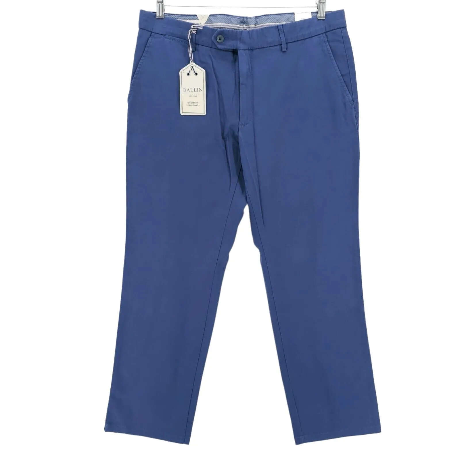 NWT BALLIN Atwater Modern Fit Chino Pants Pima Perma Color CADET BLUE Size 36x30