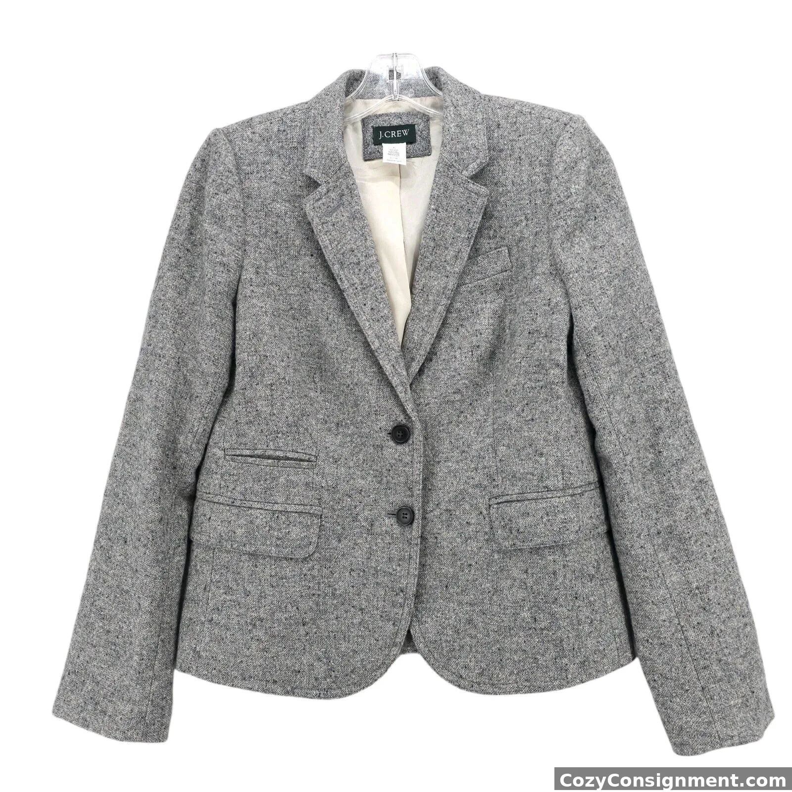 J. CREW Gray Blazer Jacket Marled Heather Gray Wool Silk Blend Size 4