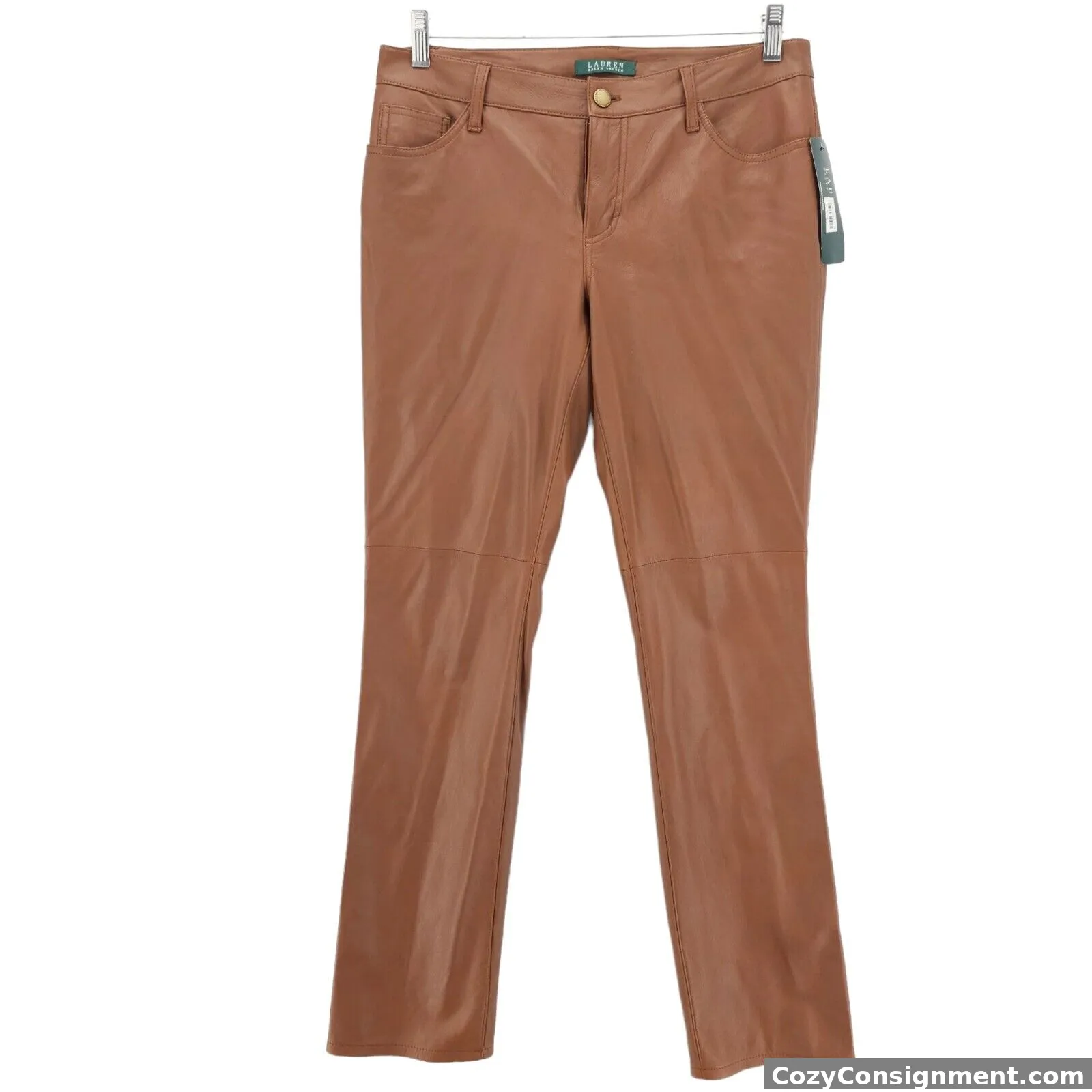 LAUREN RALPH LAUREN Brown Leather Pants Partially Lined Size 8