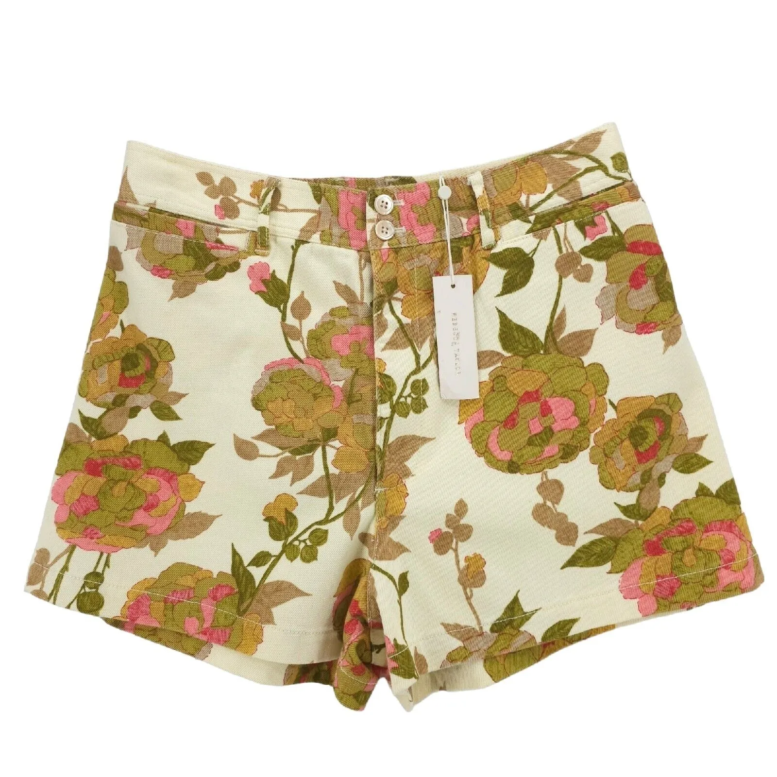 NWT REBECCA TAYLOR Floral Print Stretch Cotton Twill High Waisted Shorts Size 10