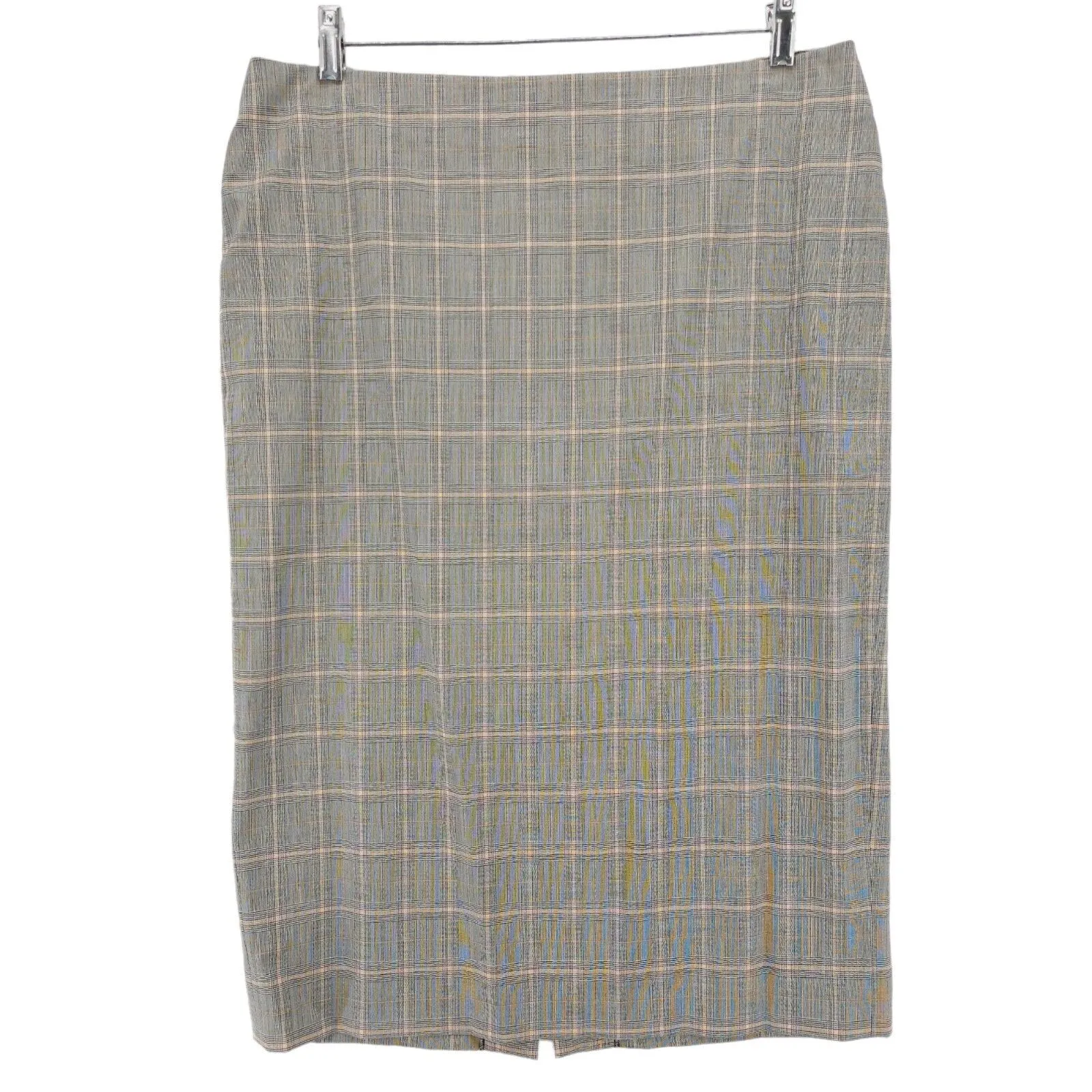 LES COPAINS Wool Blend Skirt Plaid Pencil Career Size IT 48 - US 14