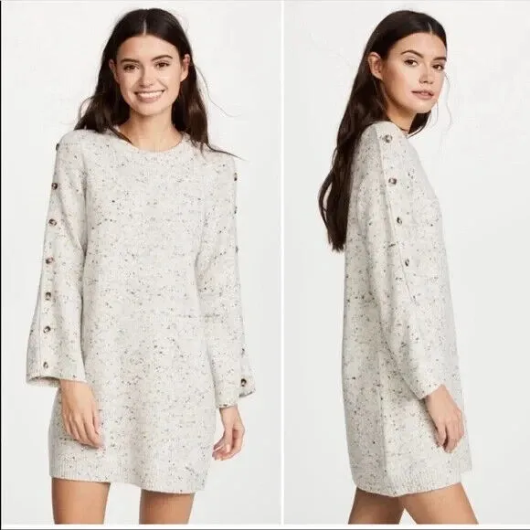 NWT MADEWELL "Donegal" Button Sleeve Sweater Dress Marled Size SMALL