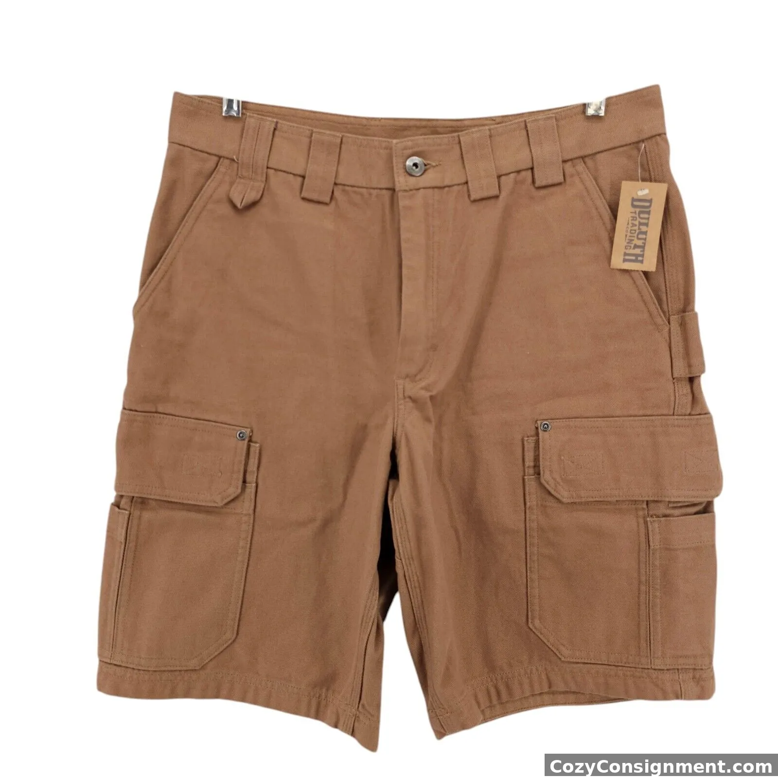 NWT DULUTH TRADING Fire Hose 10” Cargo Shorts Brown Canvas 100% Cotton Size 34