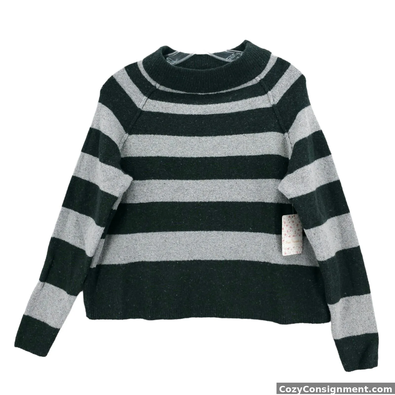 NWT FREE PEOPLE Gray Green Striped Sweater Pullover Size XS