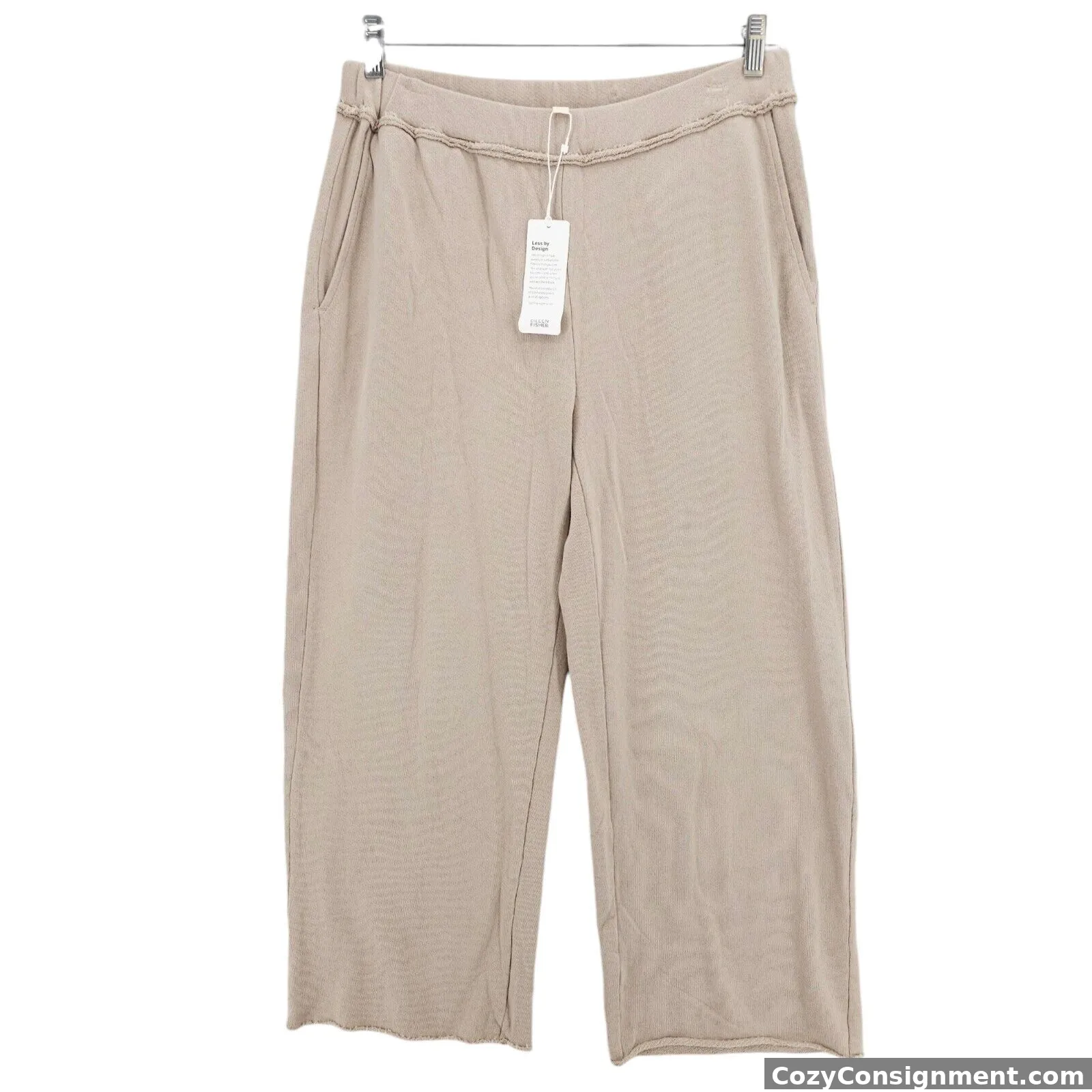 NWT EILEEN FISHER Lightweight Organic Cotton Terry Straight Pant Khaki SMALL