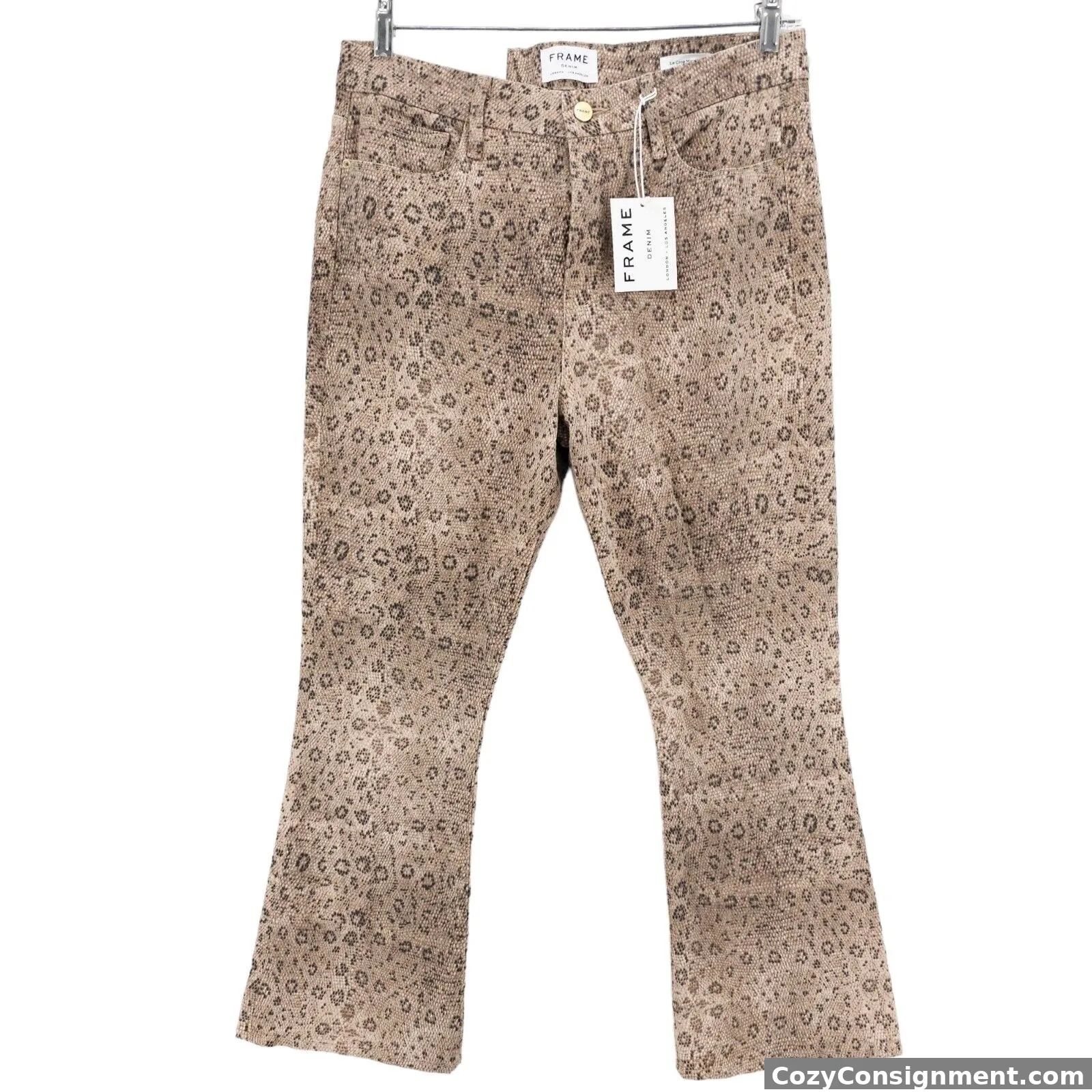 NWT FRAME Le Crop Mini Boot Animal Print Vanilla Multi Jeans Size 31