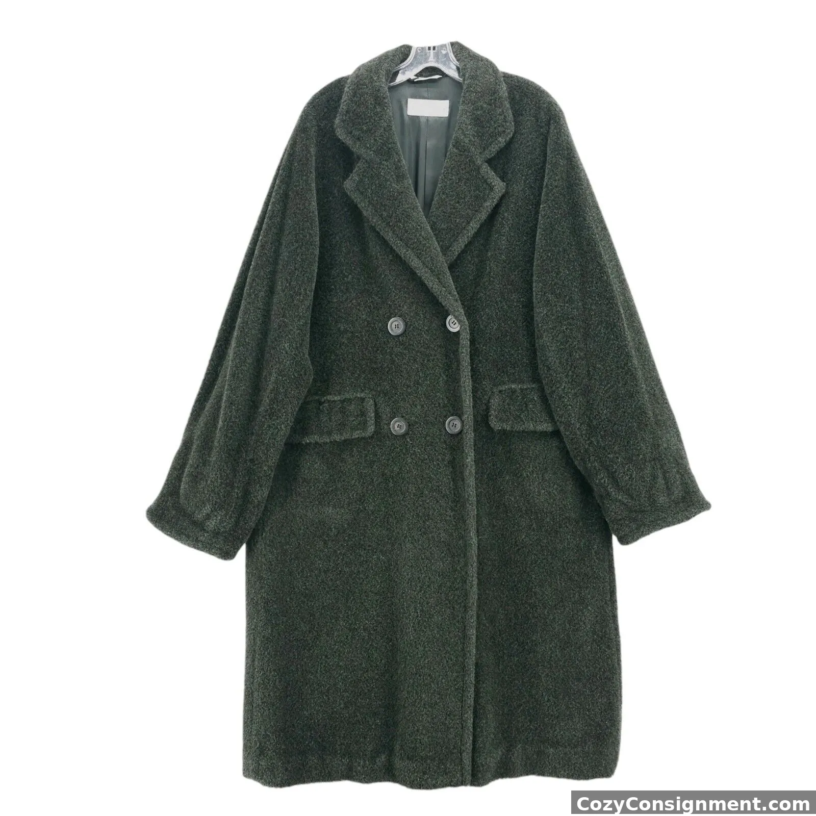 MAX MARA Teddy Coat Alpaca Wool Marled Green MADE IN ITALY Size US 10