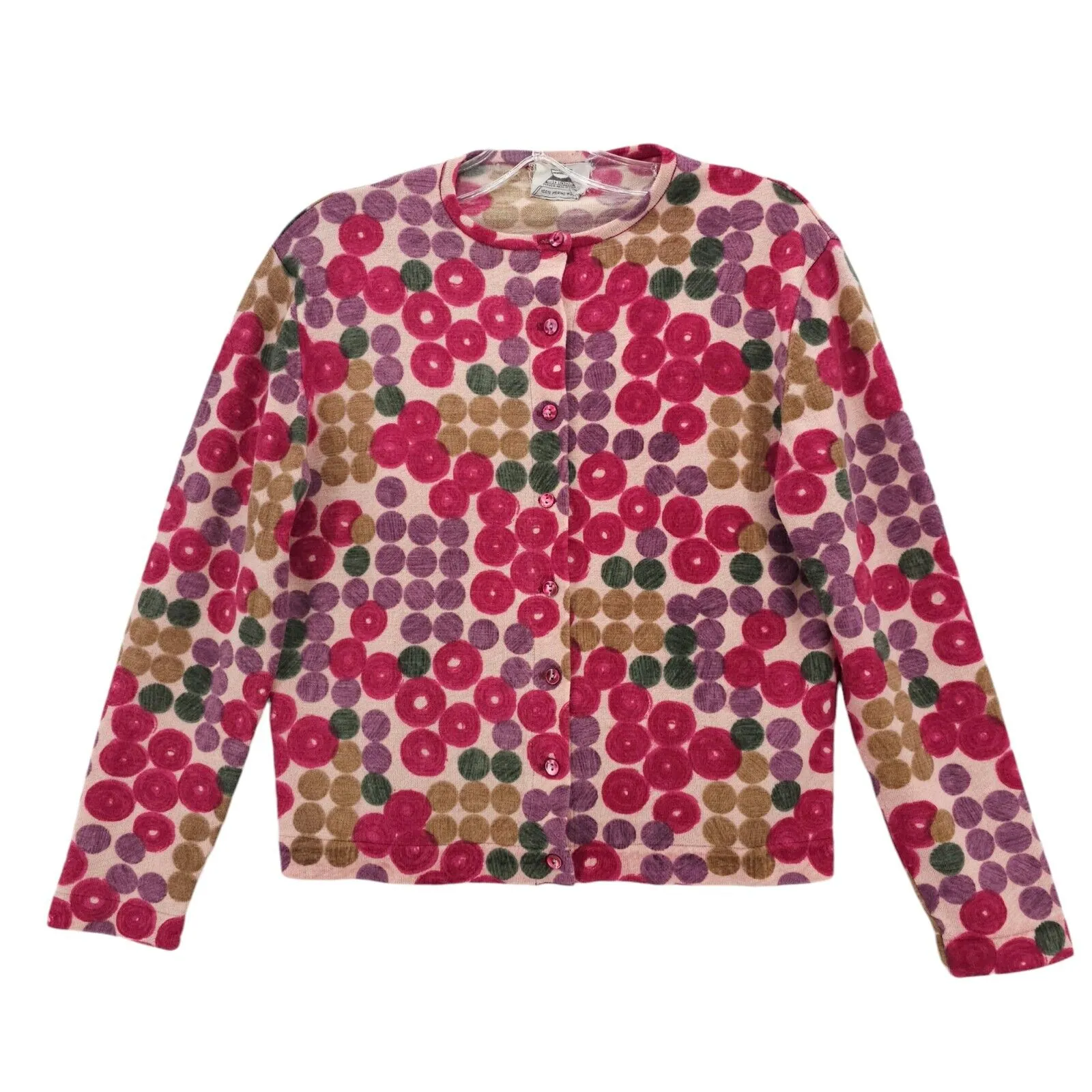 Vintage Luisa Spagnoli Sweater Cardigan 100% Merino Wool Colorful S/M