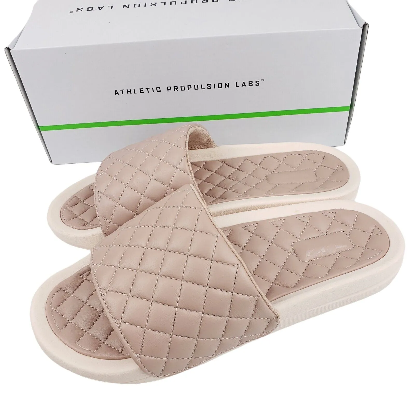 APL Lusso Slide NIB Quilted Leather Sandal ROSE DUST CREME Size US 7