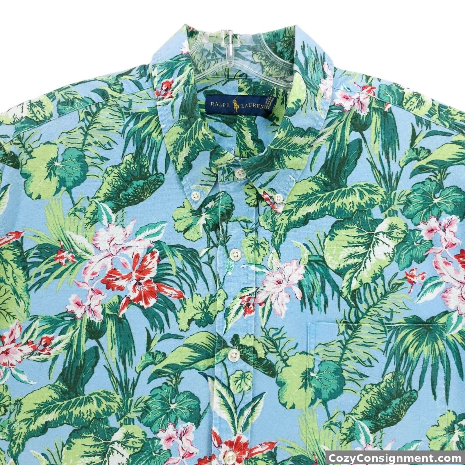 RALPH LAUREN Shirt All Over Print Hawaiian Floral 100% Cotton Size XXL