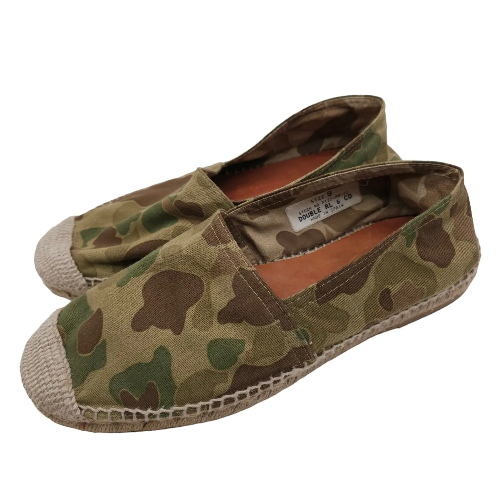 RRL Double RL Camo Espadrilles Mens Canvas Rope Slip on Shoes Size 9