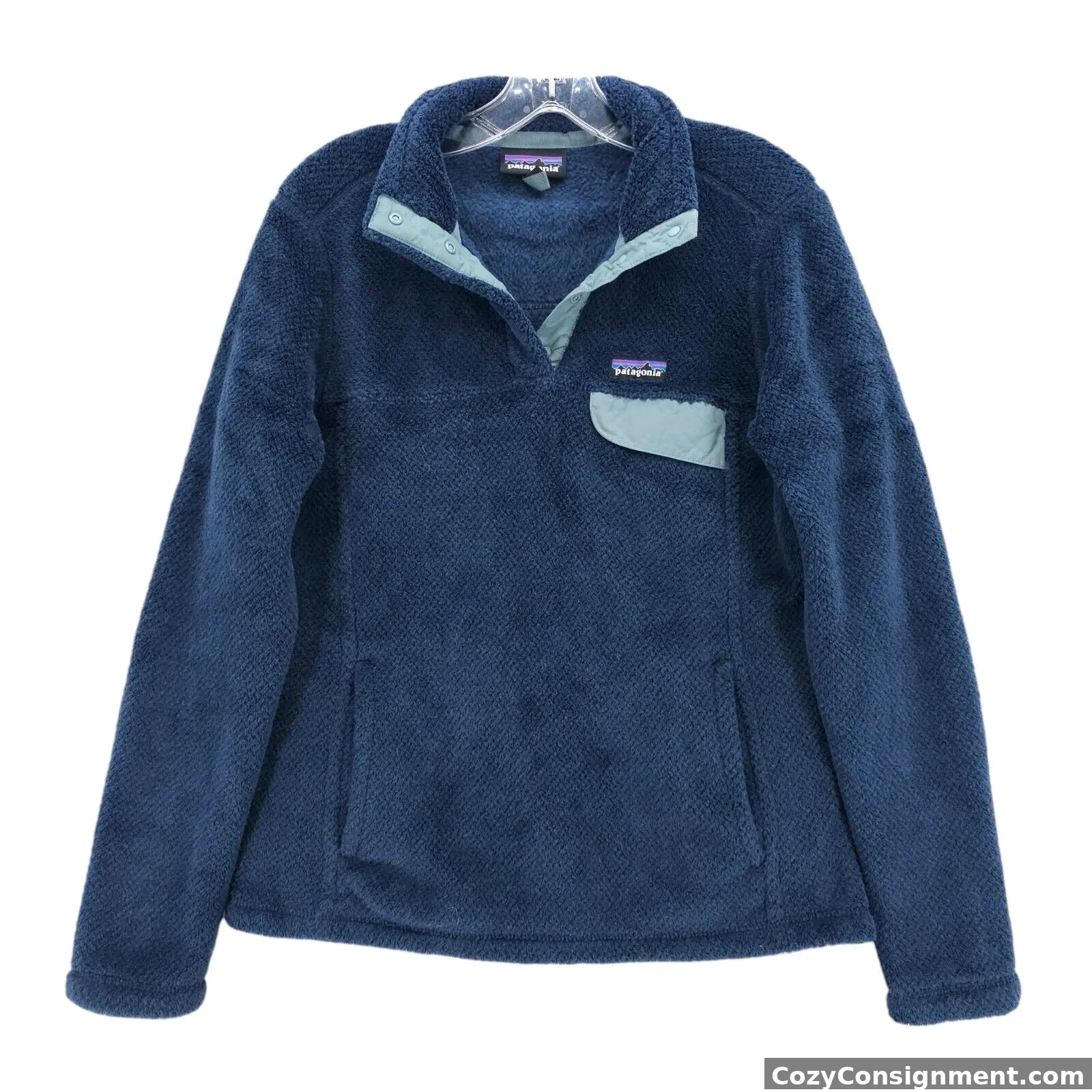 PATAGONIA Re-Tool Snap-T Pullover Blue Polartec Deep Pile Fleece Women's MEDIUM