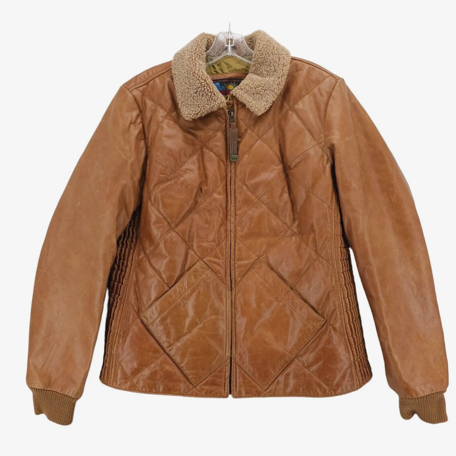 EDDIE BAUER Skyliner Jacket 550 Gosse Down Buffalo Leather Shearling Collar XL