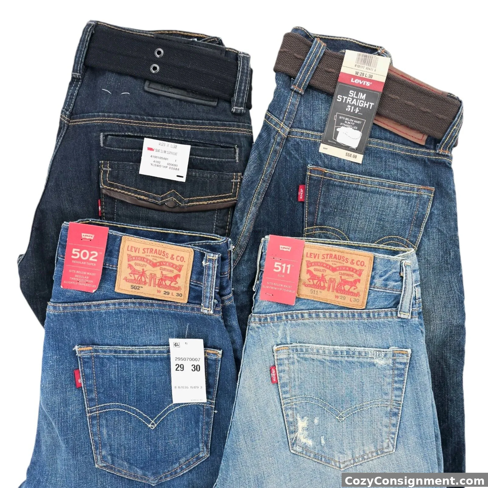 LEVI'S Size 29x30 Lot 502 Regular Taper 511 Slim 514 Slim Straight ALL NWT