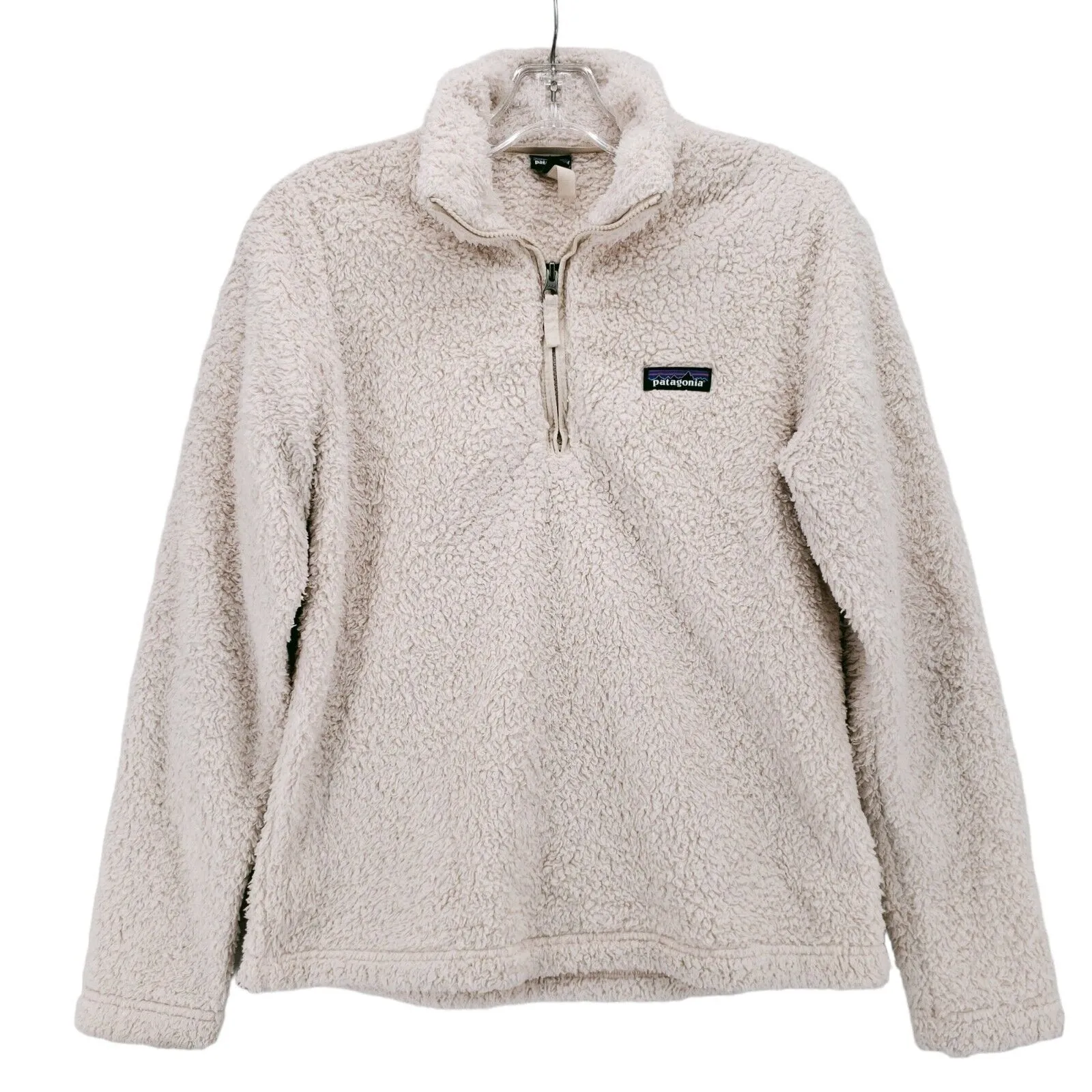 PATAGONIA Los Gatos Ivory Fleece 1/4 Zip High Pile DWR Finish Off White SMALL