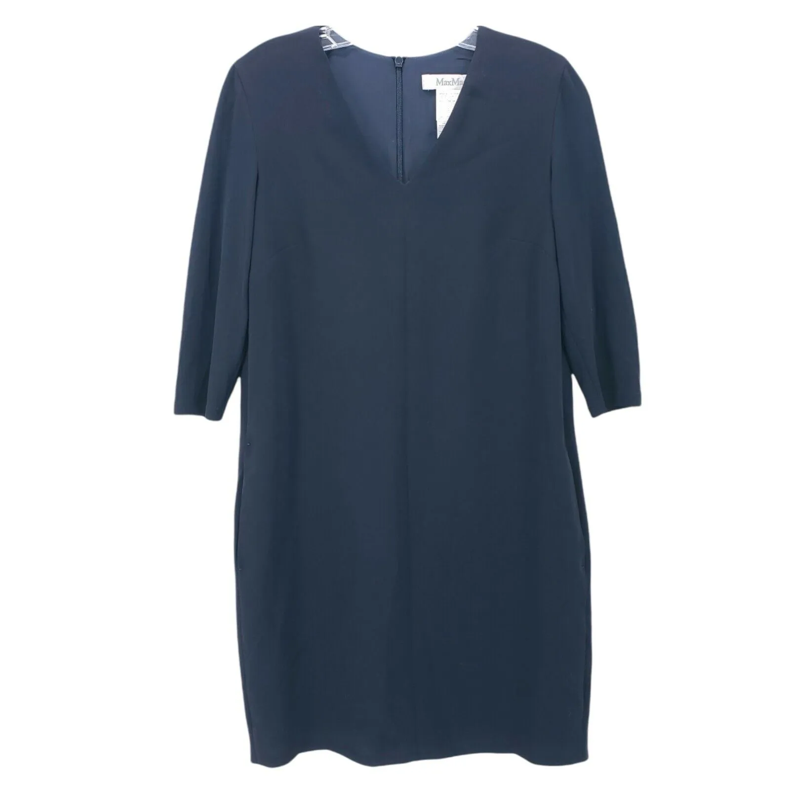 Max Mara Navy Blue Dress Career Knee Length Half Sleeve Size US 2