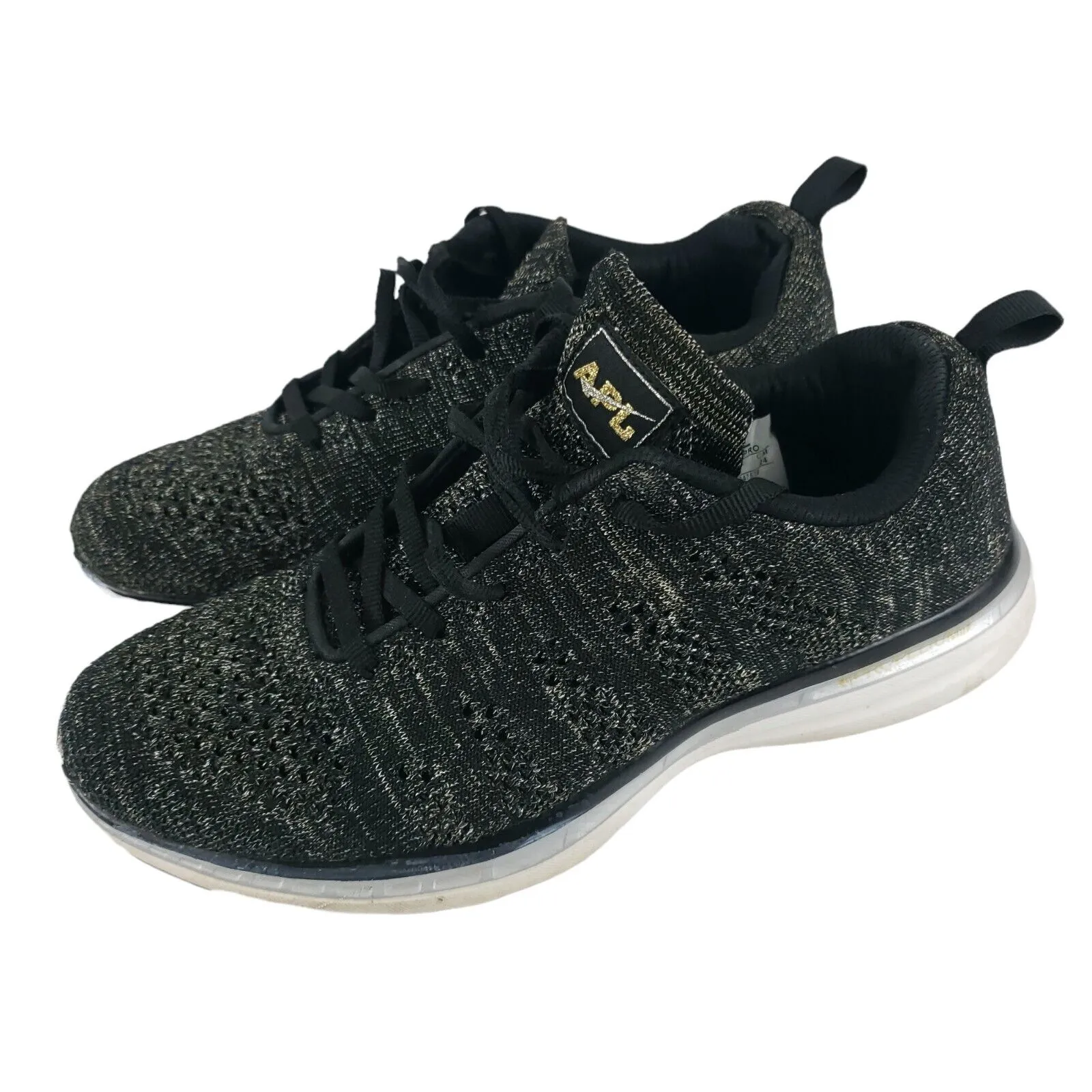 APL Techloom Pro Women’s Running Shoes Gold Black Knit Athleisure Sneakers 7.5