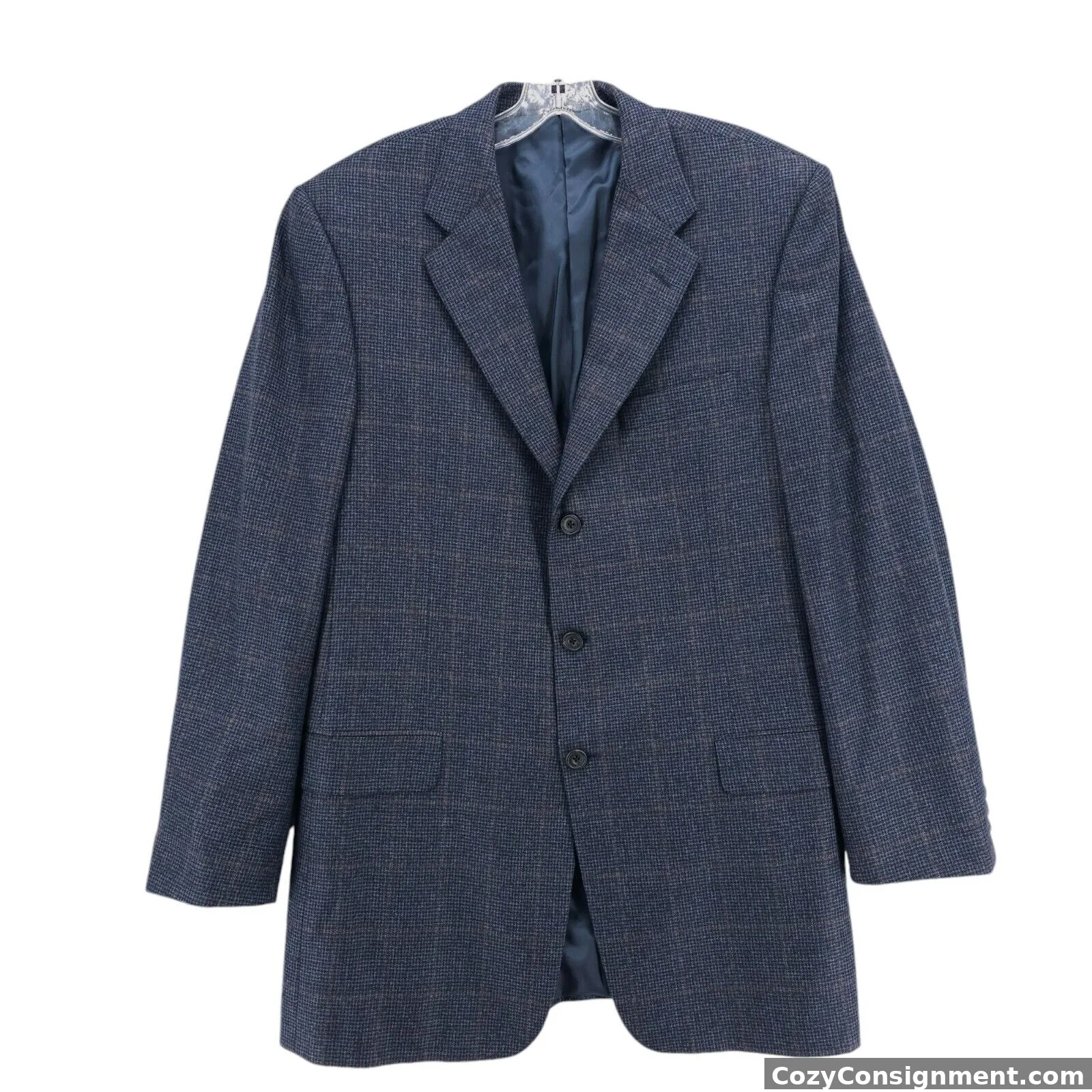 Hickey Freeman Blue Madison 3-Button Blazer Jacket Wool Cashmere Blend 42 L