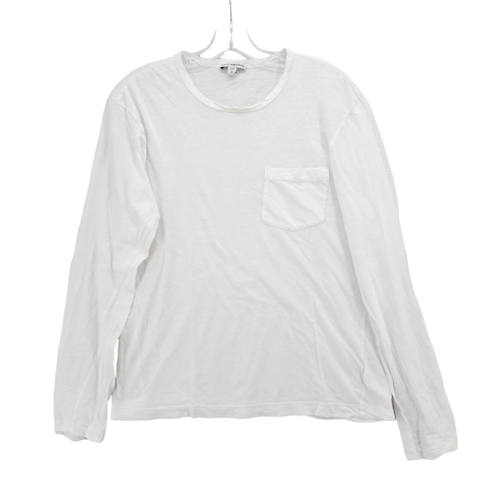 James Perse Men's White Long Sleeve Pocket Tee MADE IN JAPAN SIze 0 - XS