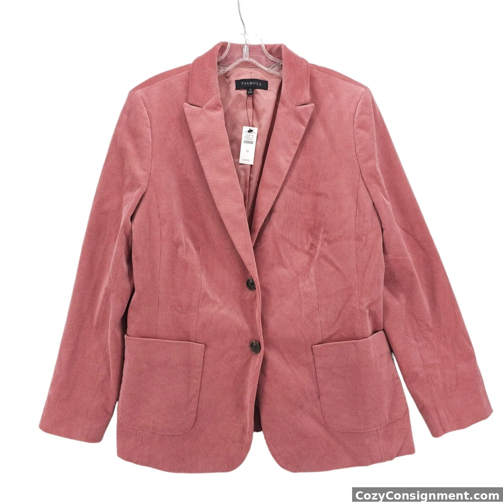 NWT TALBOTS Mauve Pink Corduroy Blazer Jacket Cotton Spandex Career Size 12