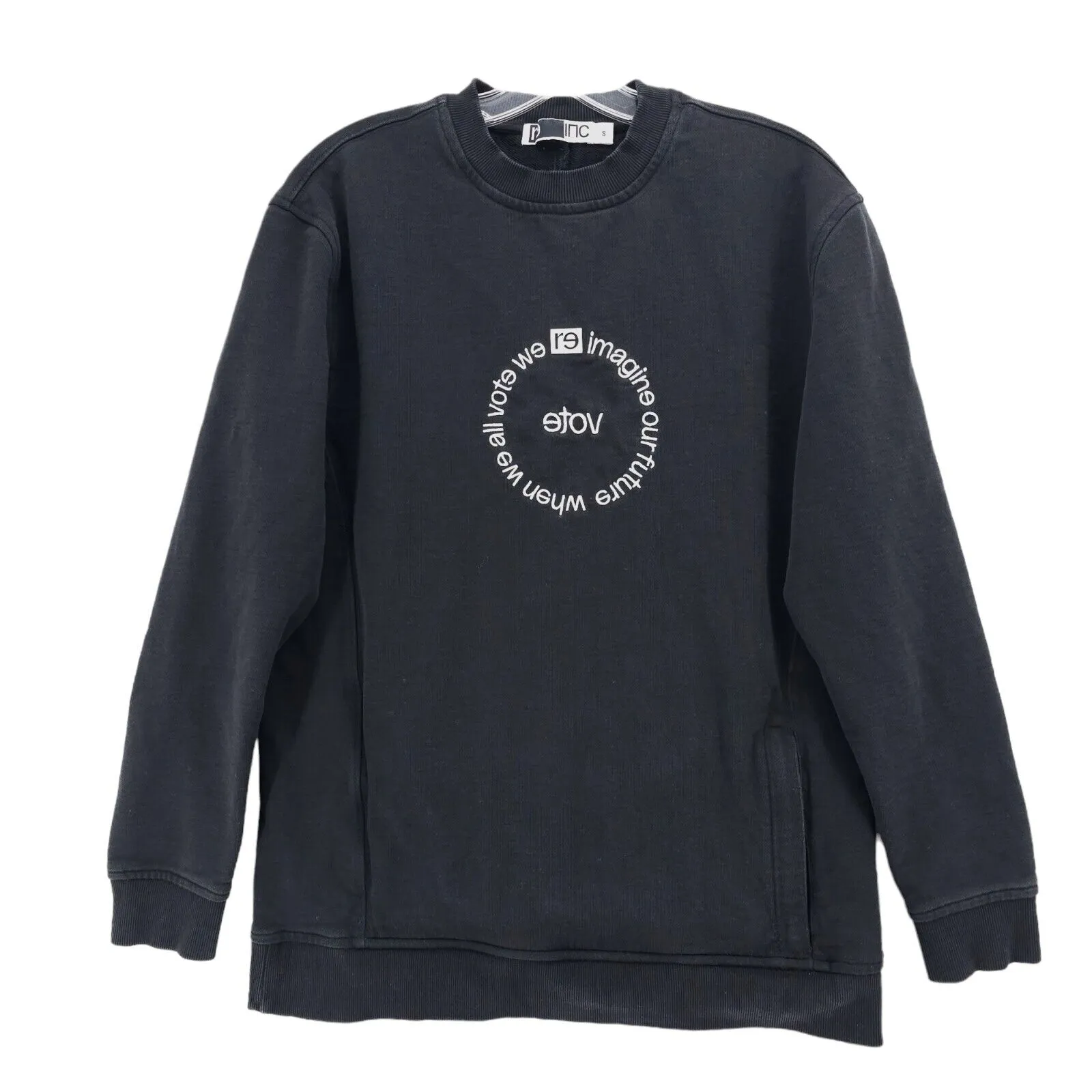 RE-INC Black Sweatshirt Reimagine Your Vote Crew Unisex Organic Cotton SMALL