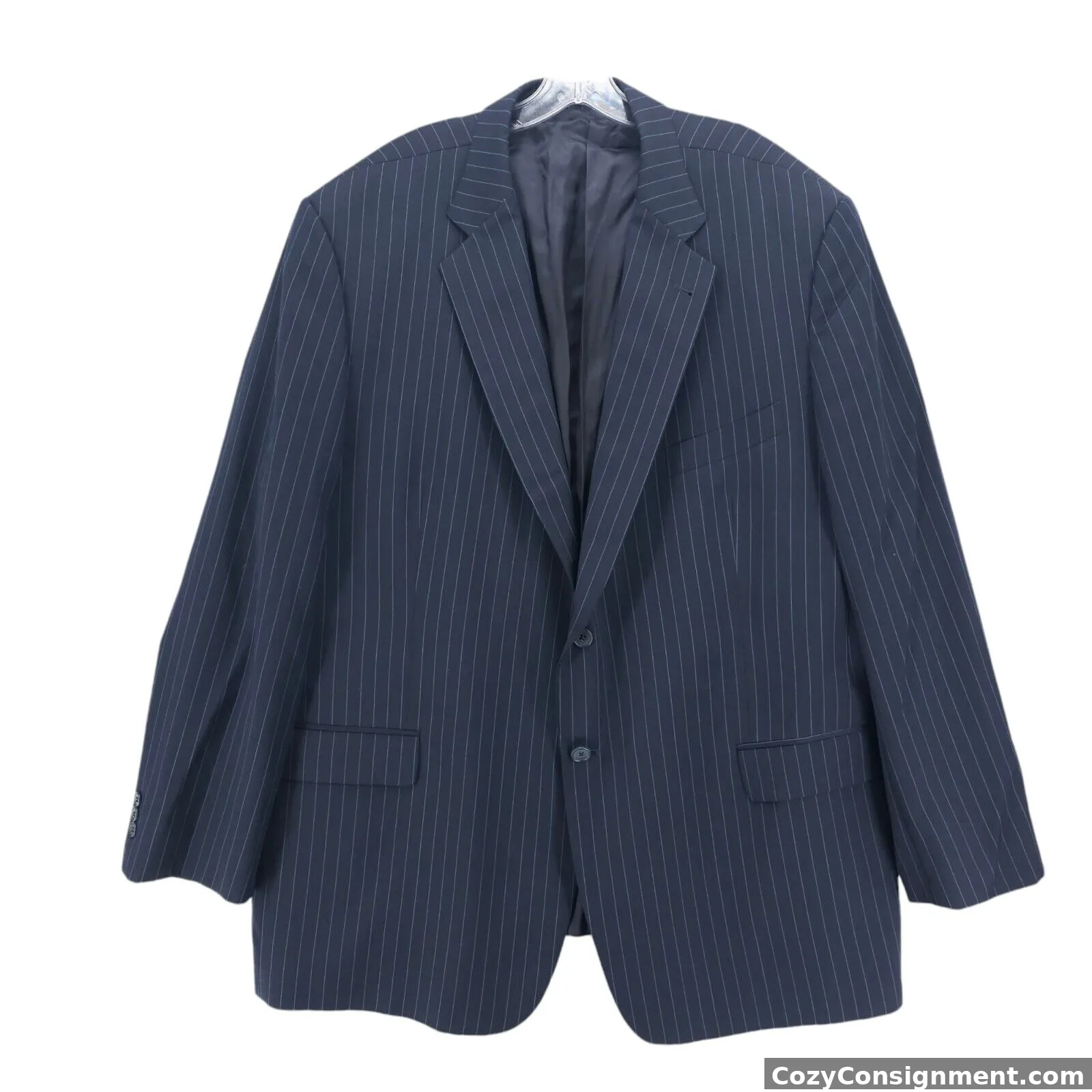 Joseph Abboud Loro Piana 100% Wool Super 120's Blue Pinstripe Blazer Jacket 52L