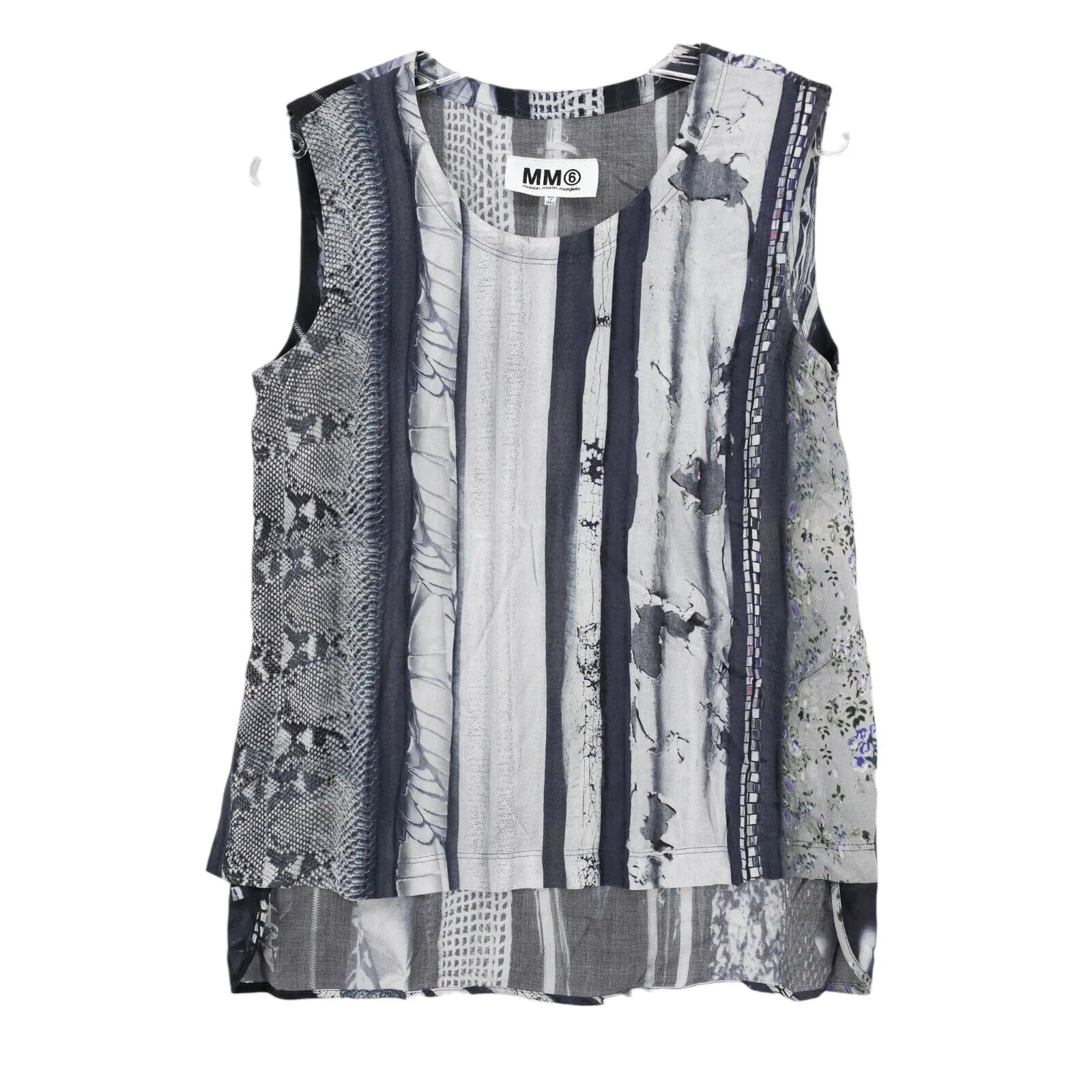 Maison Margiela MM6 Sleeveless Top Mixed Pattern Print Size 42